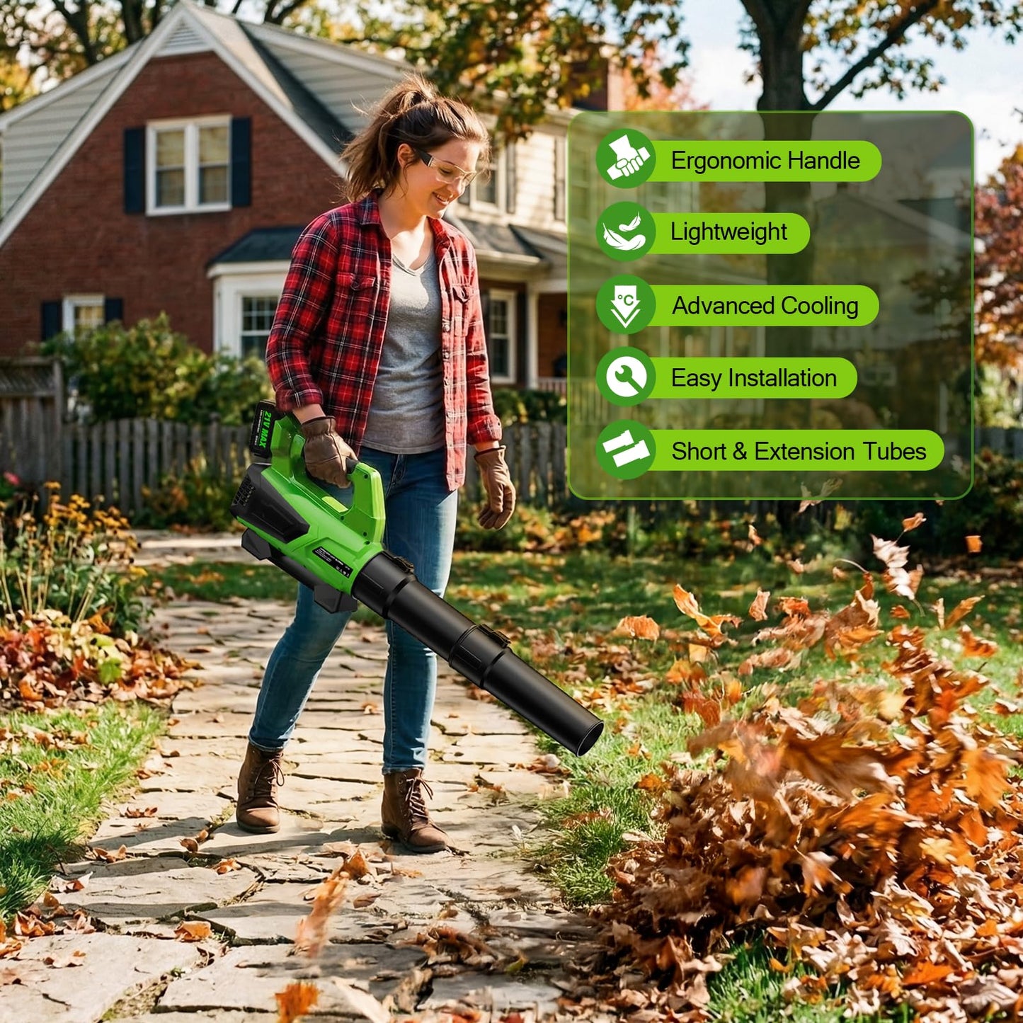 Leaf Blower Cordless, 580 CFM Electric Leaf Blowers with 2 x 4.0Ah Batteries and Charger, Electric Yard Blower with Variable Speed & Cruise Control for Lawn Care, Patio, Dust, Blowing Leaves