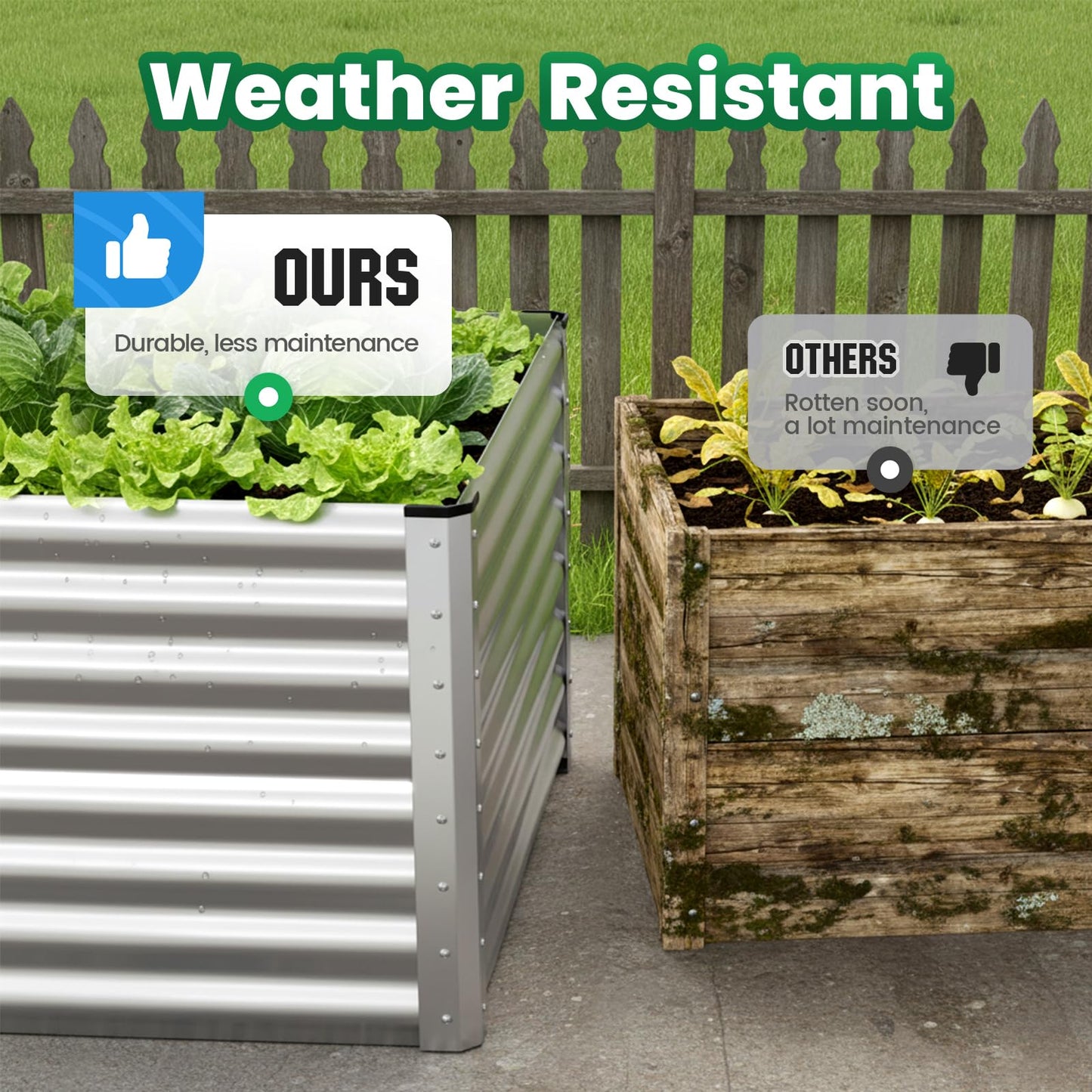 Quictent Galvanized Raised Garden Bed 4x3x2ft Tall Garden Bed Extra Height 22.4" Hold 24cft Soil Outdoor Heightened Planter Box for Deep Root Vegetables Herbs Tomato Cage Included, Silver