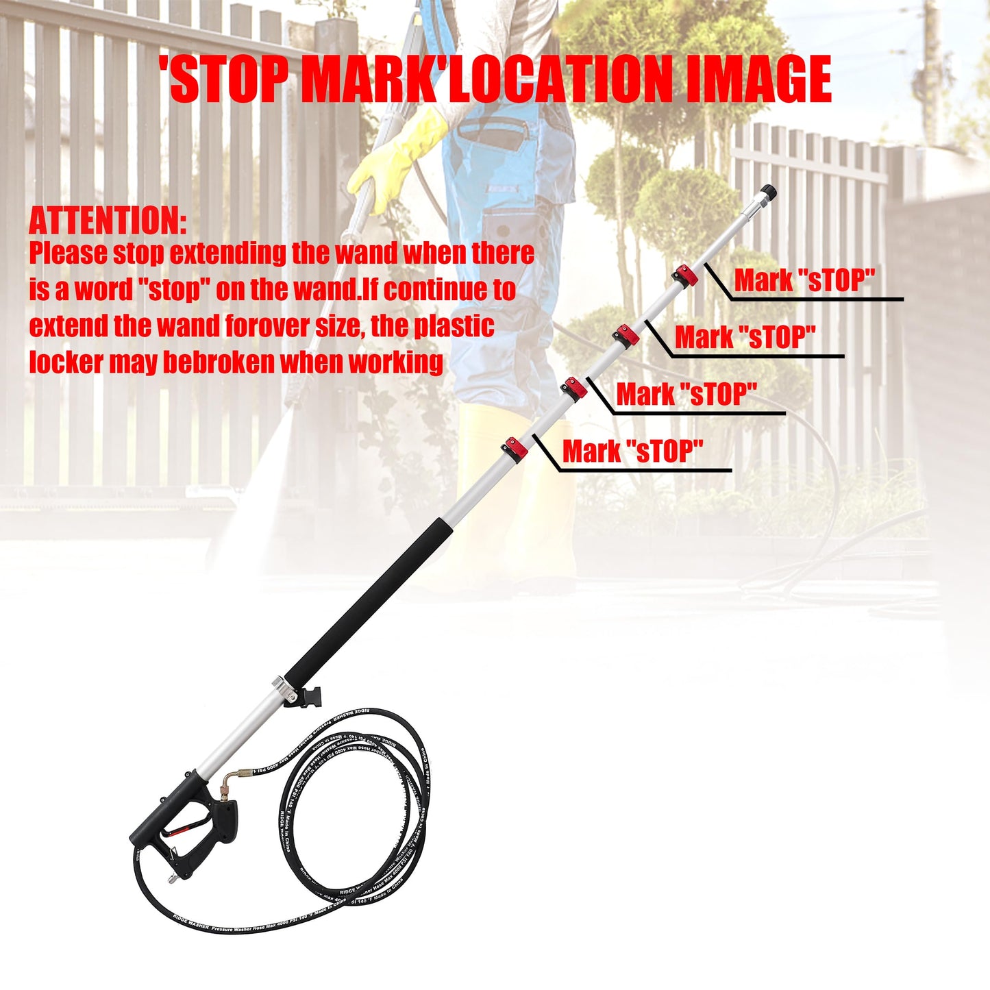 RIDGE WASHER 24 FT Telescoping Pressure Washer Wand, Pressure Washer Extension Wand, Telescopic Gutter Cleaner With 3 Curve Wands, 7 Spray Nozzle Tips, Adjustable Support Belt and 2 Adapters, 4000 PSI