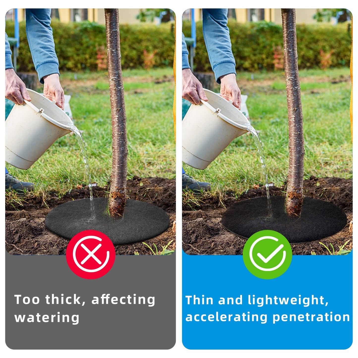 EBaokuup 4 Pack 32.3 Inch Non-Woven Tree Mulch Ring - Degradable Tree Protector Mat, Reusable Tree Weed Barrier Mat for Weed Control Root Protection