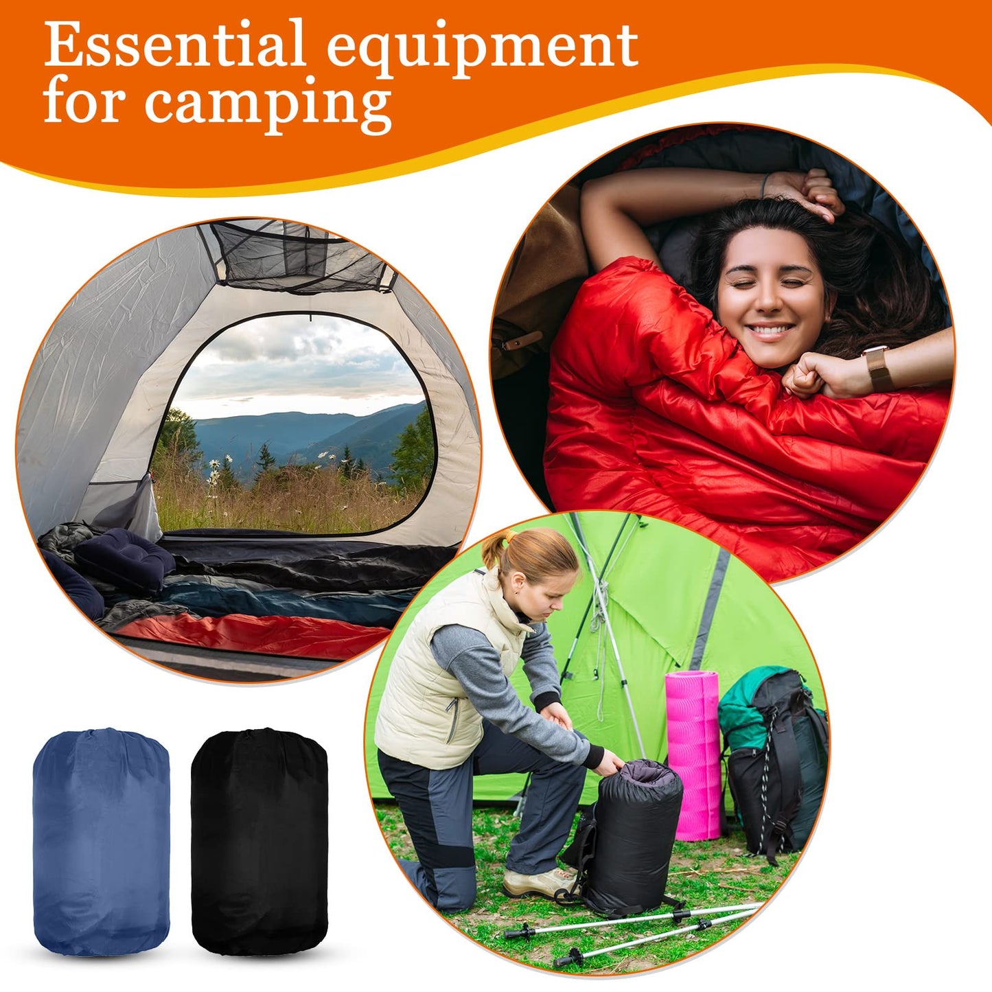 Macarrie 10 Pcs Bulk Sleeping Bags for Homeless Donation Shelter Adults 0 Degree Waterproof Sleeping Bags with Compression Sack for Cold Weather Emergency Hiking Camping Warm(Multicolor)