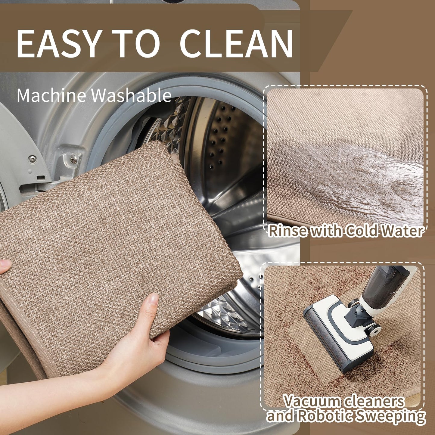 YDKGL Kitchen Rugs and Mats Non Slip Washable, Absorbent Runner Rugs for Kitchen, Front of Sink, Kitchen Mats for Floor，Easy to Clean and Maintain Kitchen Floor mat(Brown, 17"x30")