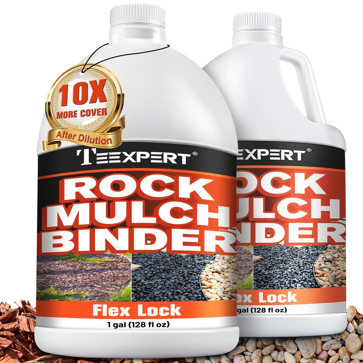 Mulch Binder, Rock Glue for Landscaping, Pea Gravel Binder 2 Gallon Max Cover, Rock Lock Landscape Adhesive for Slopes, Flower Beds, Driveway Edges, Fast Dry & Safe for Plants Pets