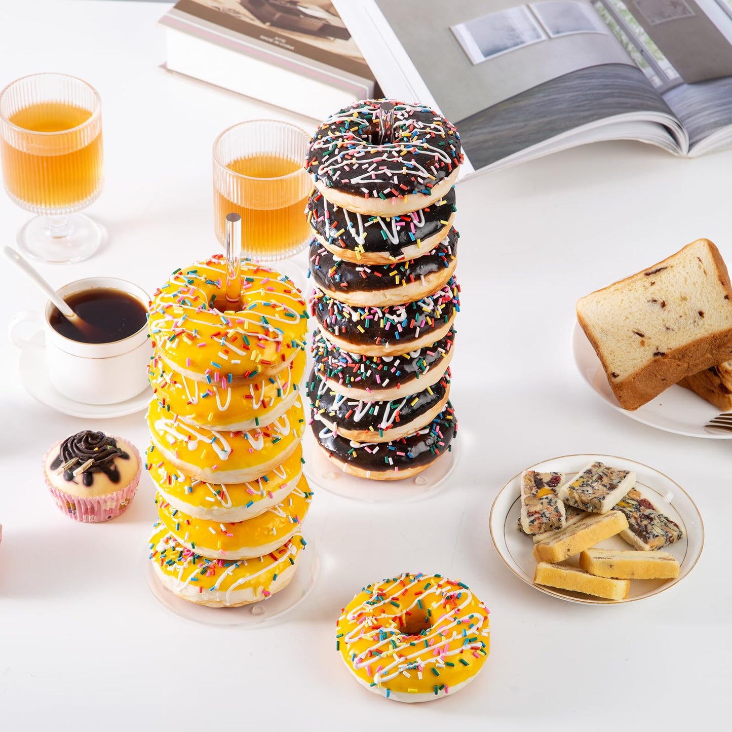 HENABLE 4PCS Acrylic Donut Display Stand Tower - Dessert Table Holder for Donuts, Bagels & Doughnuts - Perfect for Parties, Christmas, Birthday & New Year