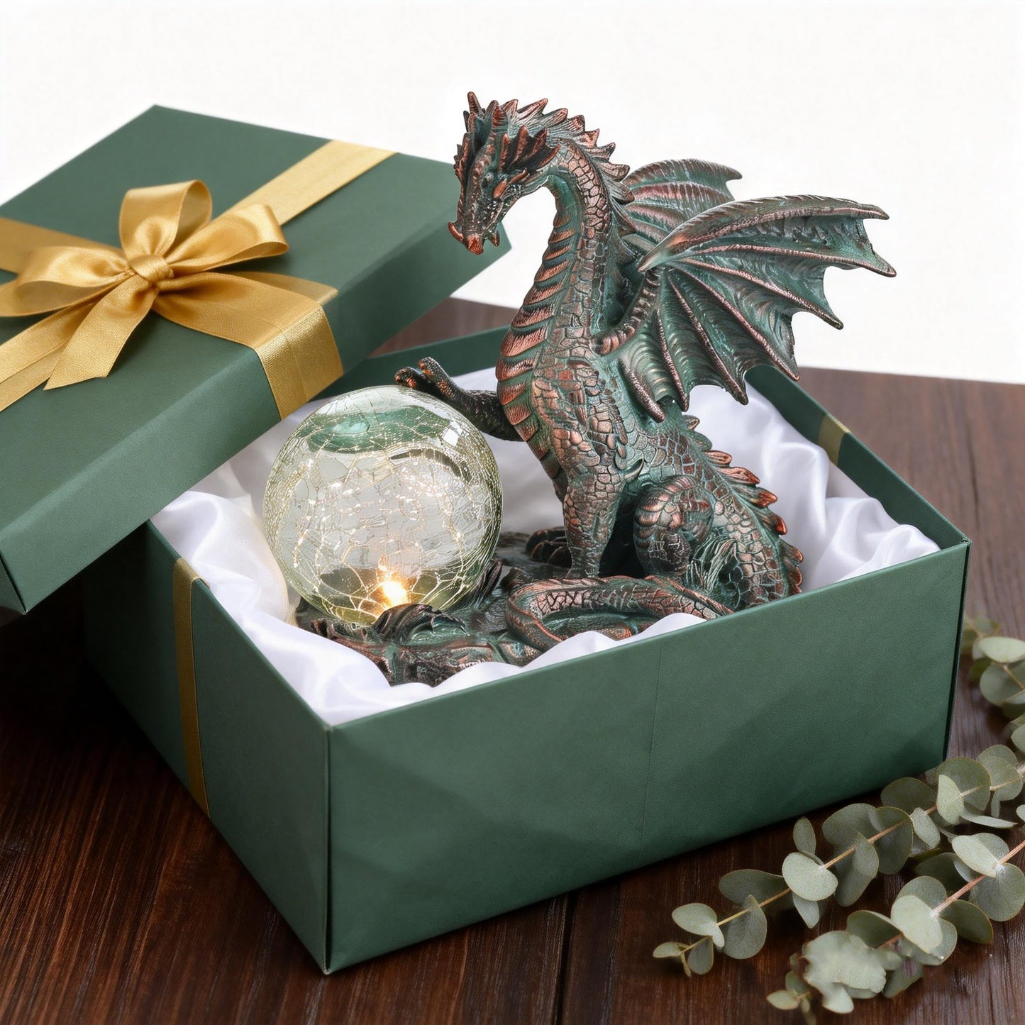 TERESA'S COLLECTIONS Garden Sculptures & Statues, Solar Dragon Outdoor Statues Figurines, Resin Bronze Gothic Garden Decor Lawn Ornaments Patio Yard Decorations Gifts for Mom Women, 8"