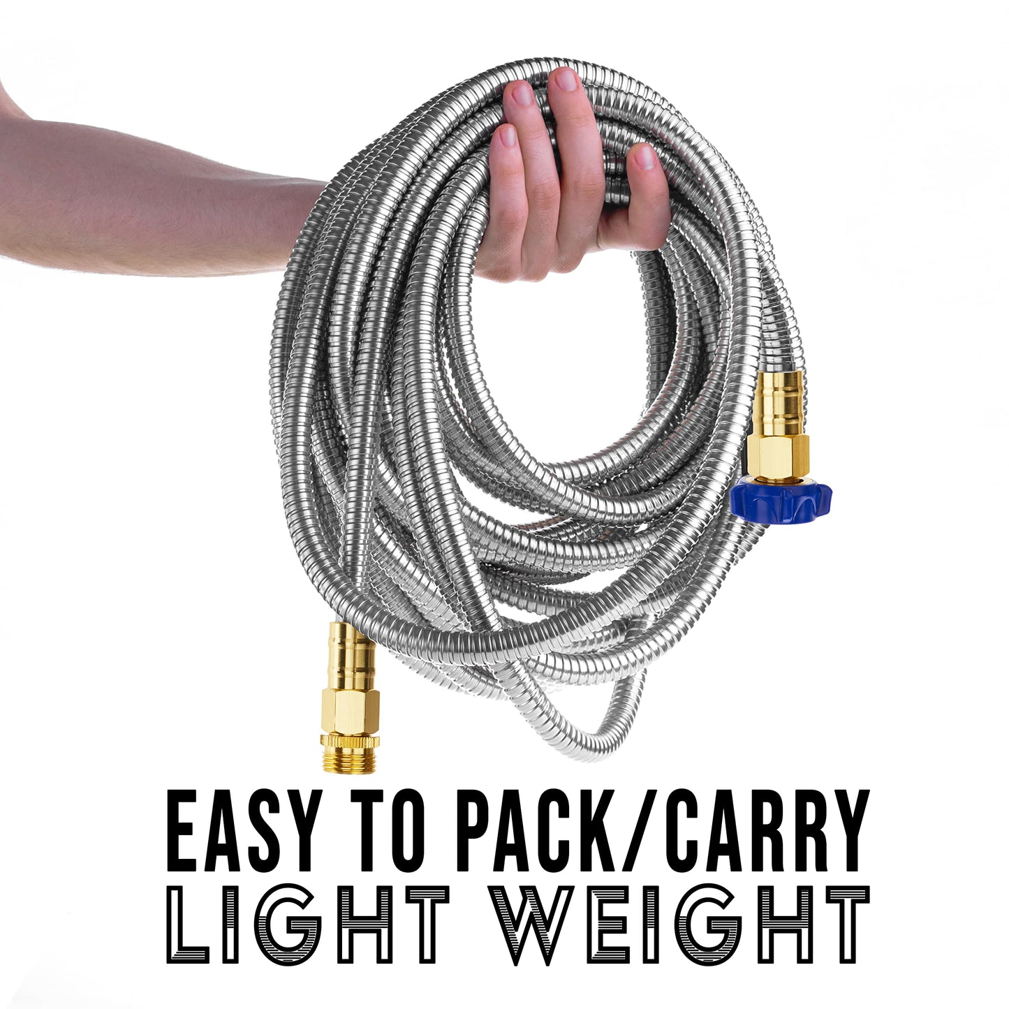 Tardigrade Metal Garden Hose 50 FT, Heavy Duty 304 Stainless Steel Water Hoses, Unmatched Durability, Flexible, No Kink & Tangle, Lightweight, Pet & Rust Proof for Outdoor Lawn Yard