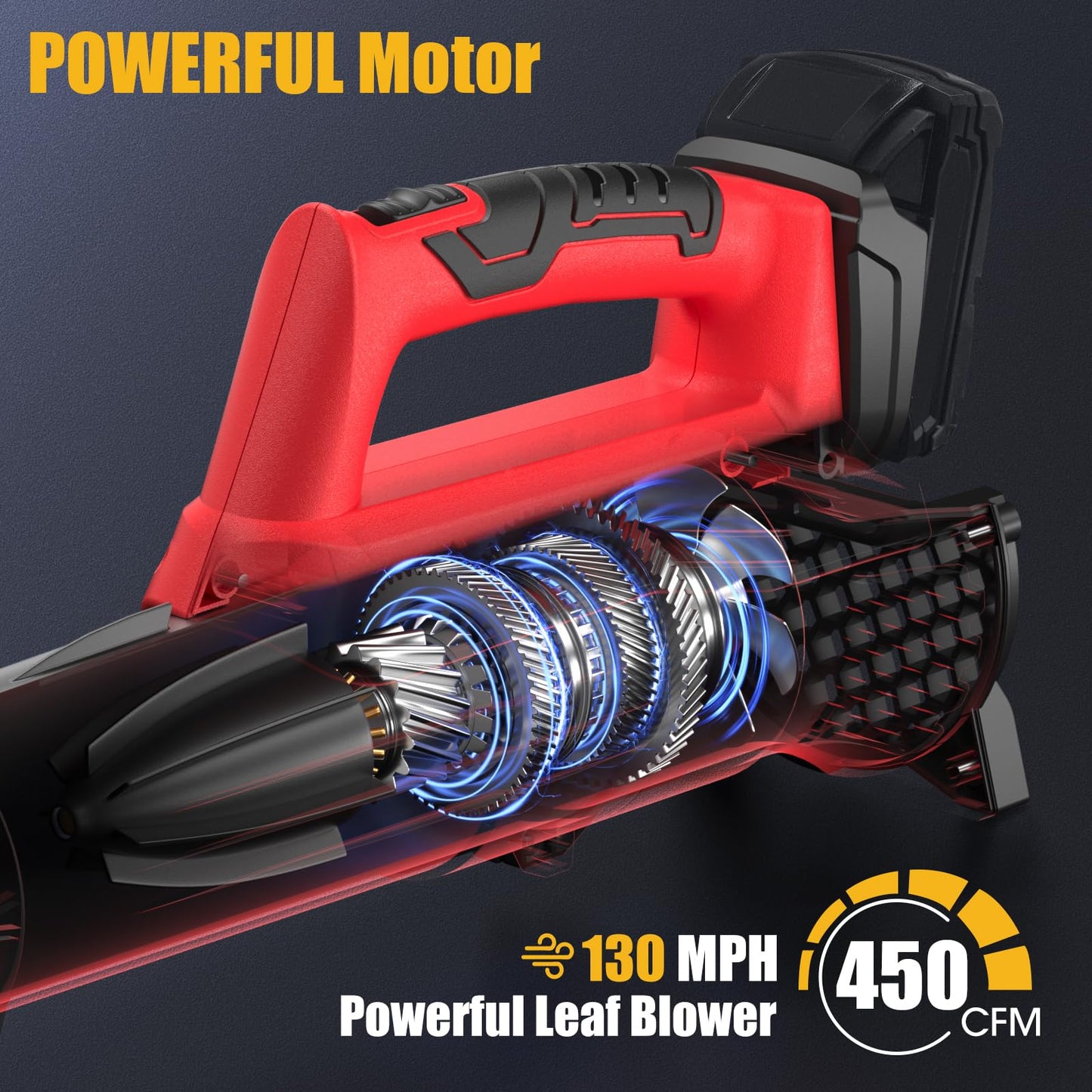 Leaf Blower for Milwaukee 18V Battery, 450CFM Electric Leaf Blower with 130MPH, Copper Motor, Handheld for Lawn Care, Yard (Battery Not Included) (Red)