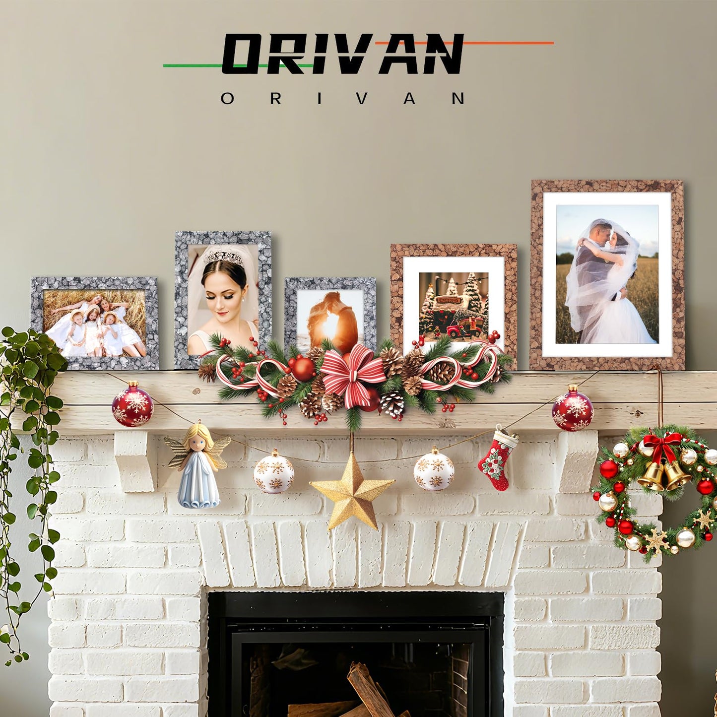 ORIVAN 4x6 Picture Frame Display 4x6 Picture Stone Brown Photo Frame for Wall and Tabletop Decoration
