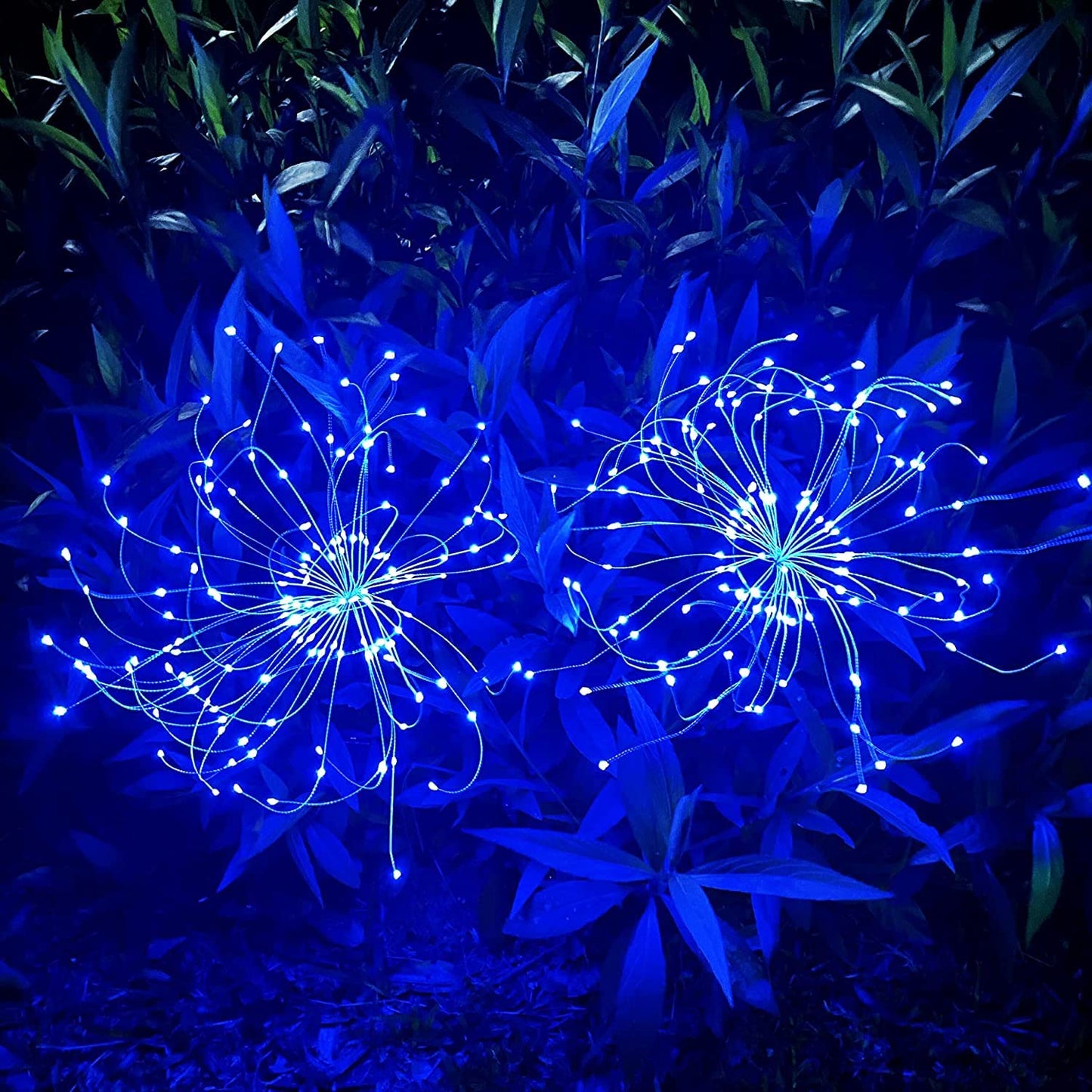 JJGoo Solar Firework Lights, 2 Pack 150 LEDs 2 Lighting Modes Solar Lights Outdoor Waterproof for Garden Patio Walkway Pathway Party Wedding Christmas Decorative - Blue