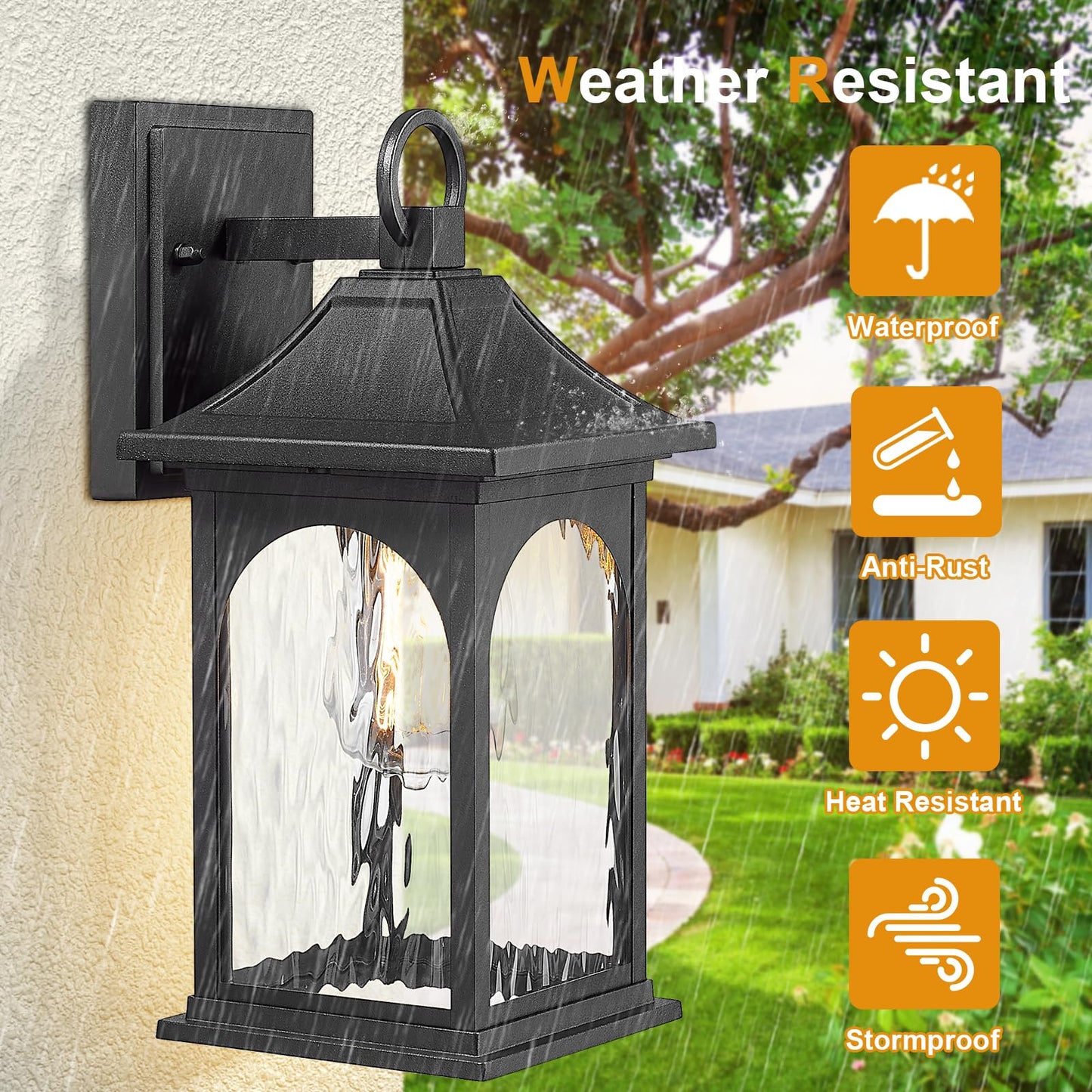 Starcurin Porch Lights Outdoor Wall Light Fixtures 12.8 Inch Waterproof Aluminum, Outdoor Carriage Lights Exterior Wall Sconce Light E26 Socket Outside Lights for House Front Door Garage