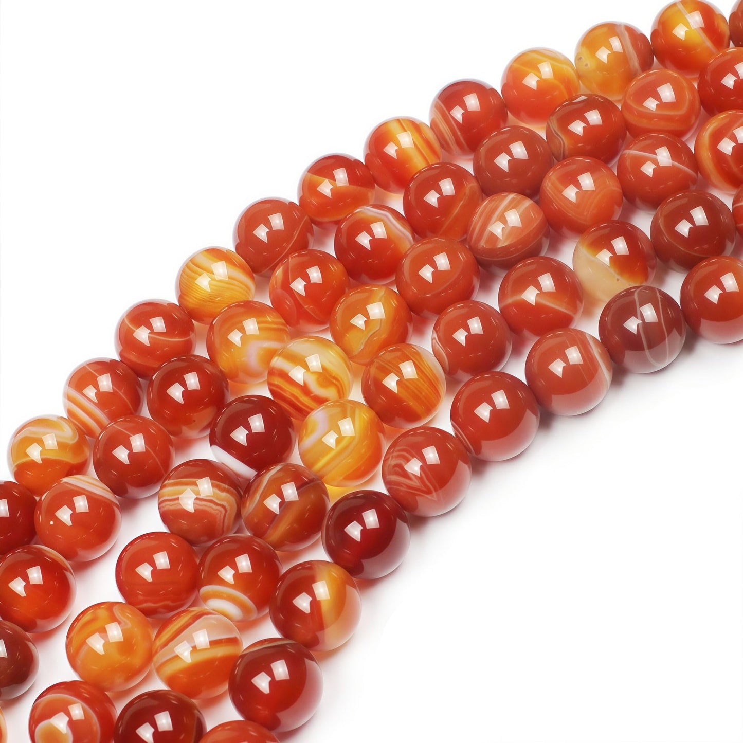 MJDCB Natural Red Striped Agate Beads Round Loose Beads for Jewelry Making DIY Bracelet Necklace (6mm)