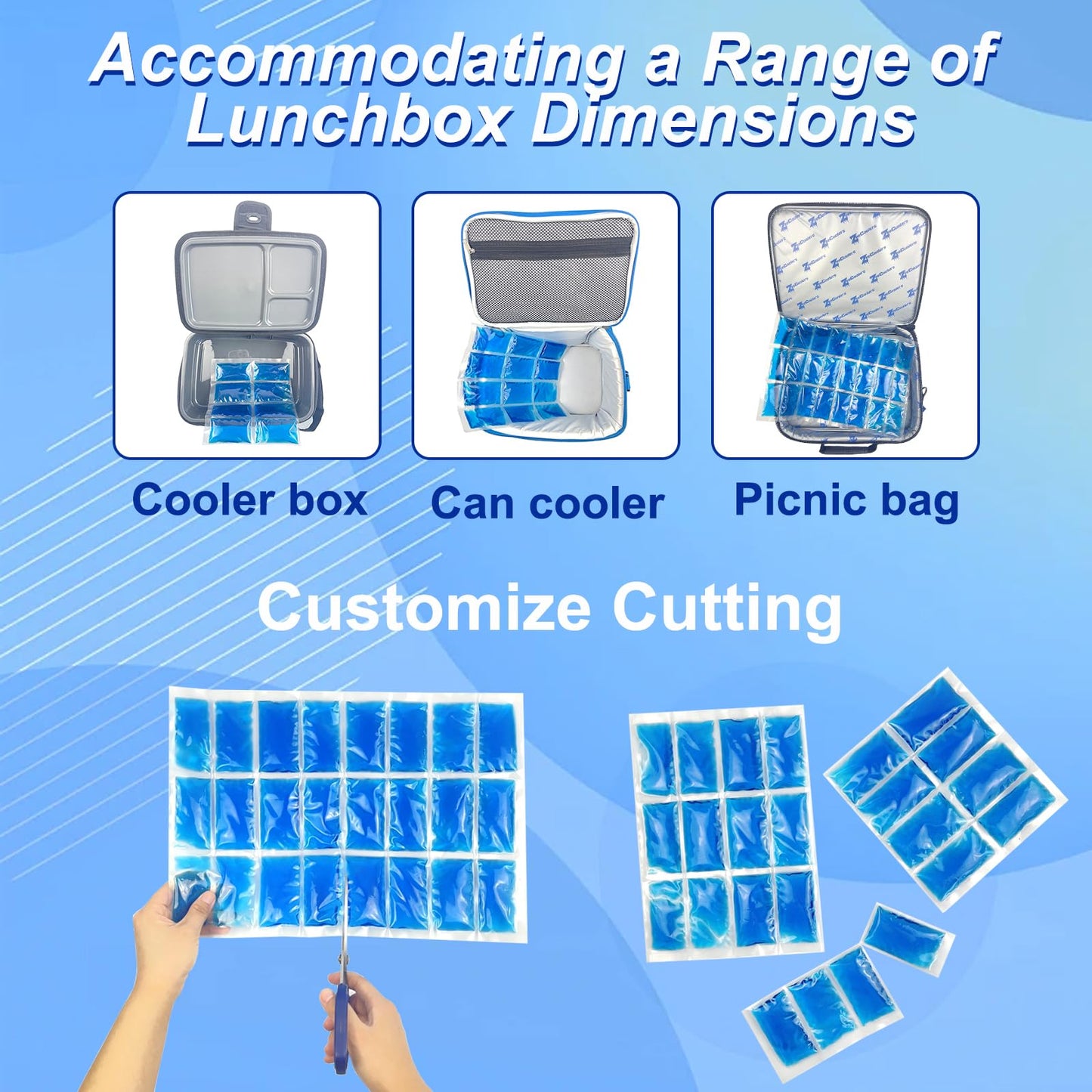 Sport Emblema Reusable Ice Pack for Lunch Boxes 2 Pack Large Ice pack Blanket Cooler Easy to Cut Ice Sheet for Lunch Bag, 14.76"x10.43" Long Lasting Freeze Ice Packs for Meal Prep, Non-Toxic BPA Free