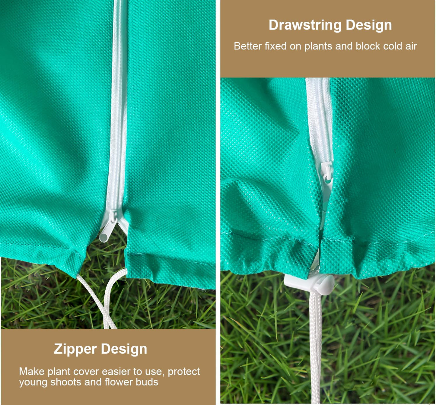 Plant Covers Freeze Protection – 35" × 50" Reusable Plant Protector Bag with Drawstring and Zipper for Plants Trees Shrub, Frost Jacket Warm Blanket for Freeze Frost Protection Season Extension