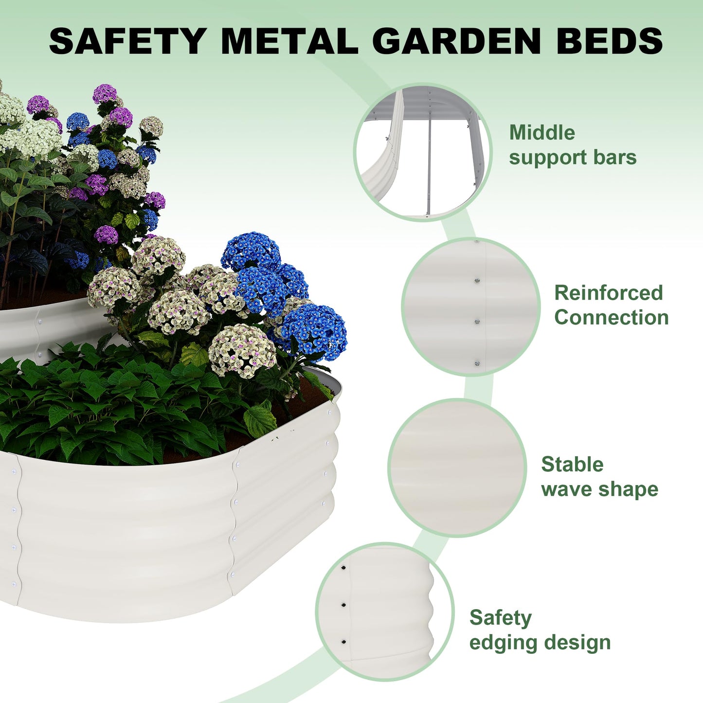 GarveeHome Galvanized Steel Raised Garden Bed - 30.7 in Deep Open-Base Design,Assembly & Expandable Planter Box for Vegetables/Flowers, Family-Friendly Gardening Kit (5x3.5x2.5 ft),White