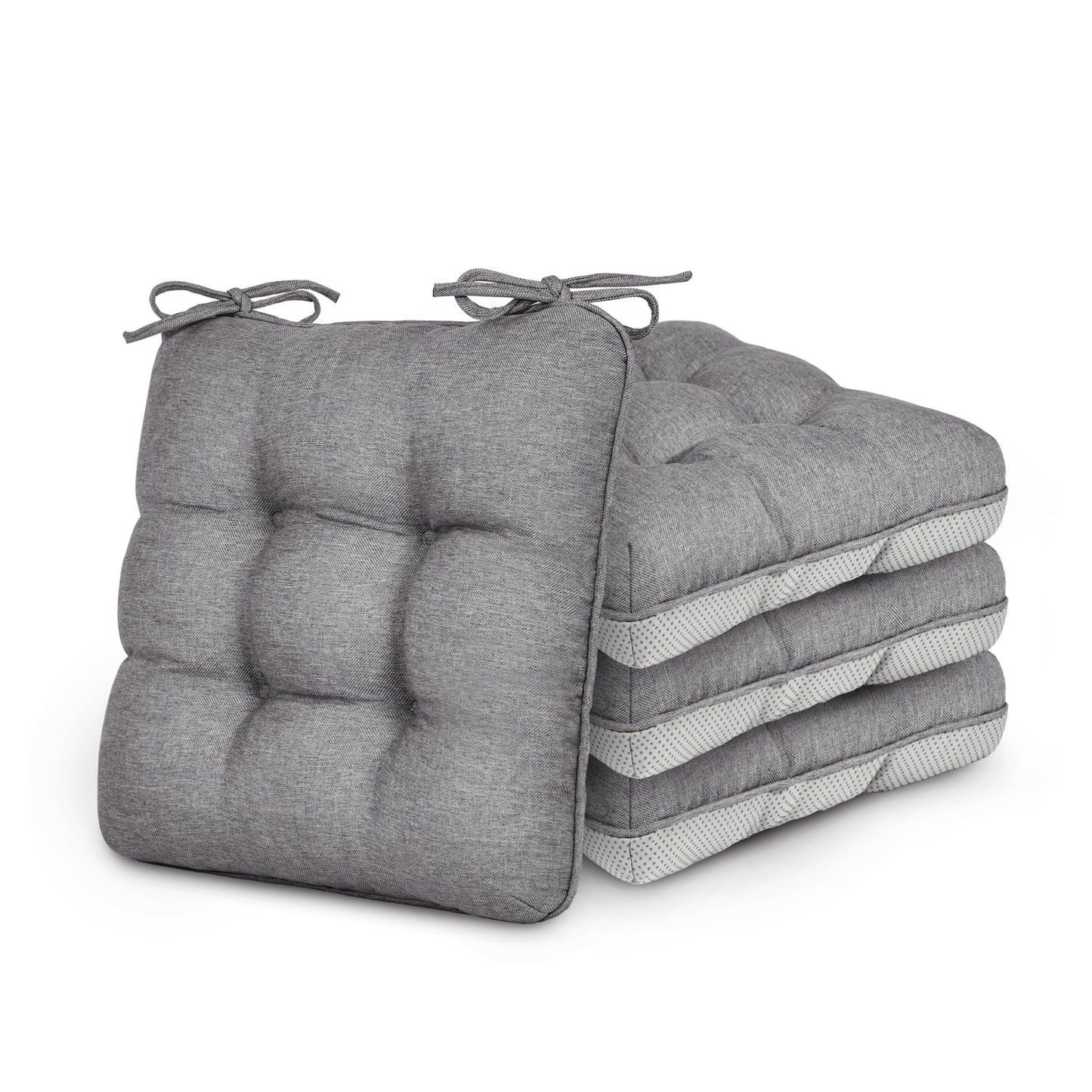 Love's cabin Memory Foam Chair Cushions Set of 4, 15.5"x15.5"x3.5" Indoor & Outdoor Seat Pads for Dining, Kitchen, Office, Patio Chairs - Grey