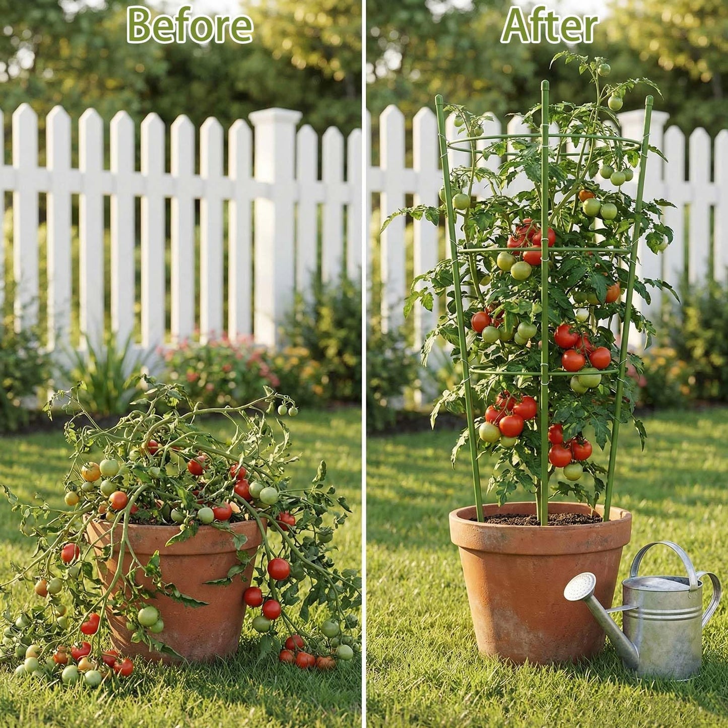 4 Pack Garden Tomato Cage for Pots, 24" Metal Tomatoes Cages Plant Support with Stable Support Rings (24")