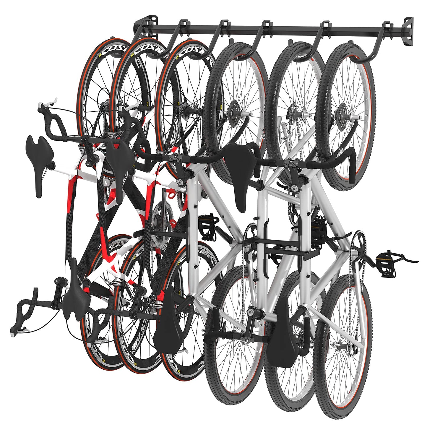 FLEXIMOUNTS 6 Bike Storage Rack, Heavy Duty Wall Mount Hanger for Home & Garage, Holds Up to 300lbs