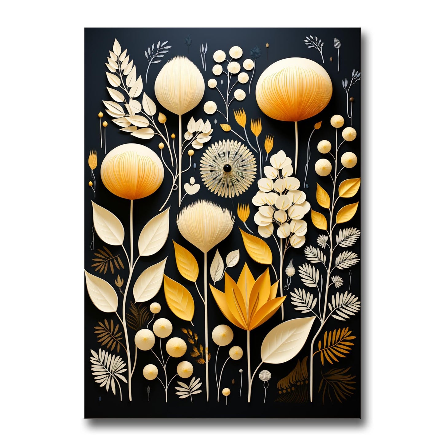 Scandinavian Folk Art, Black and Beige Abstract Botanical Wall Art for Scandinavian Home Decor, Decor Poster, Wall Decor
