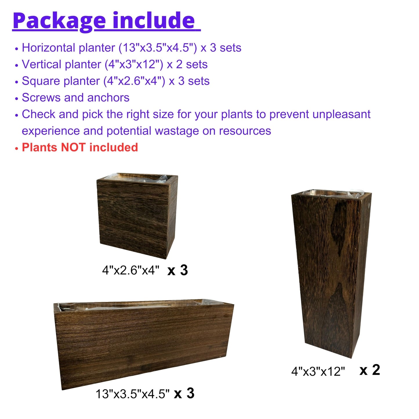 LaLaGreen Wood Planter Box for Plants (8 Pack) Wooden Wall Hanging Planters for Indoor Plant Holder Vase for Dried Flowers, Modern Country Rustic Wall Decor Living Room Bedroom Office Home Garden