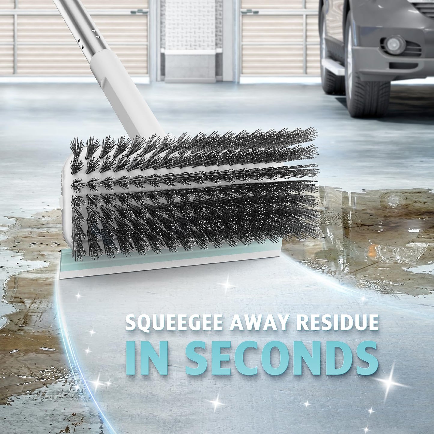 Floor Scrubber, Stainless Steel Wire Scrub Brush with Long Handle, Sturdy, Durable, and Corrosion-Resistant, Outdoor Surface Cleaning for Concrete Patios, Deck, Garden, Garage