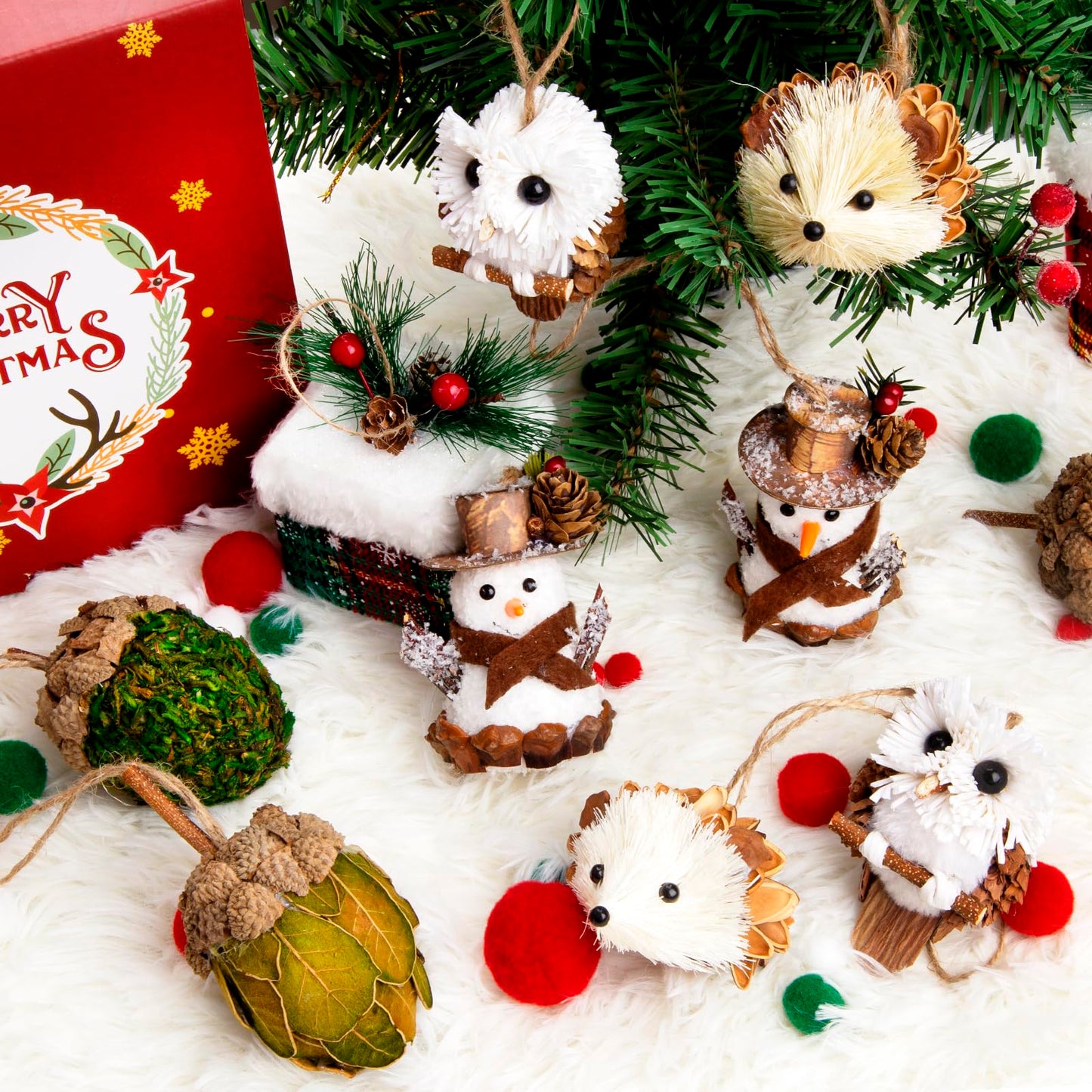 4Pcs Christmas Snowman Ornaments - Handmade Hanging Decoration, Christmas Decor - Ideal for Christmas Tree, Holiday Centerpiece, Party Supplies, and Home Decor