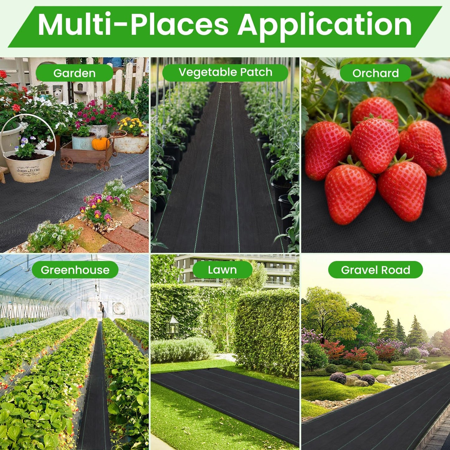 Weed Barrier Fabric, 6x300ft Landscape Fabric, 3.2oz Heavy Duty Durable Woven Geotextile Fabric, High Permeability Ground Cover Mat, Driveway Fabric, Garden Weed Control Cloth with 20 U-Securing Pegs