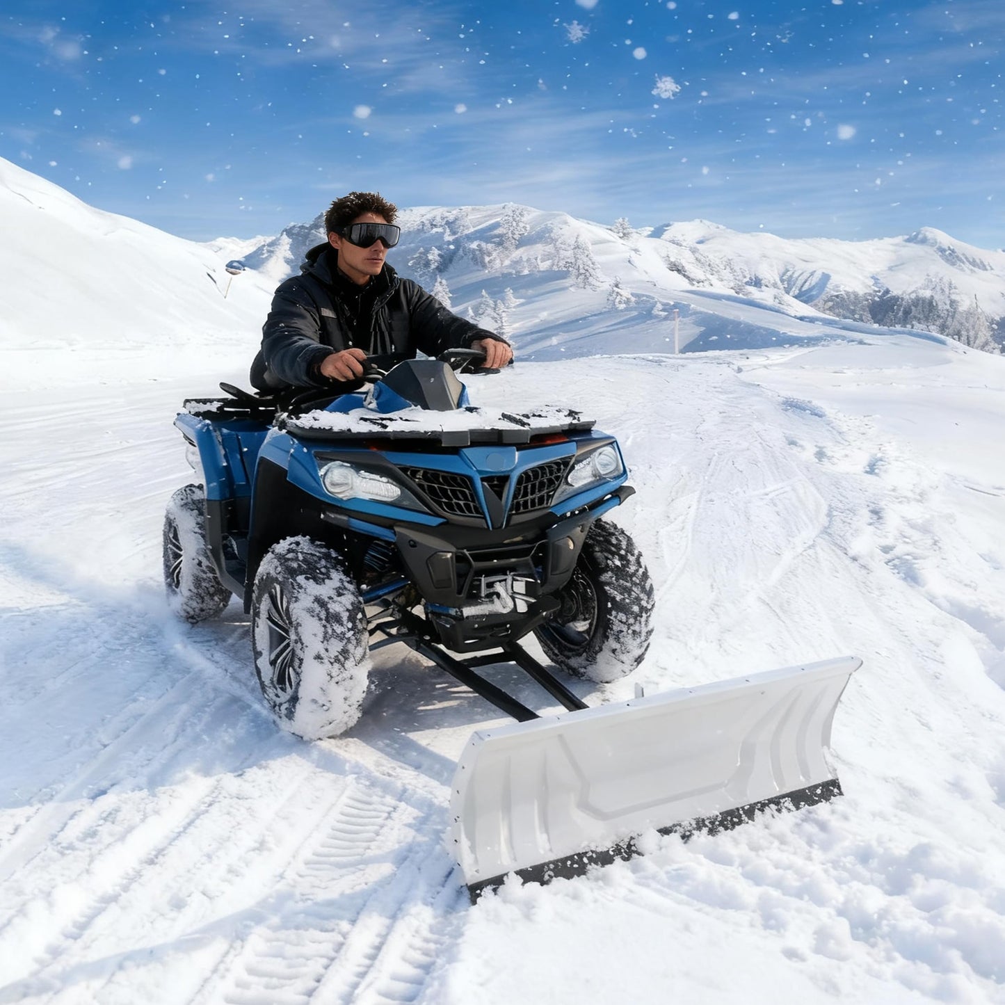ECOTRIC ATV Snow Plow Blade Adjustable 48" Complete Universal Kit Compatible with Honda Kawasaki Polaris (You Will Receive 2 Packages)