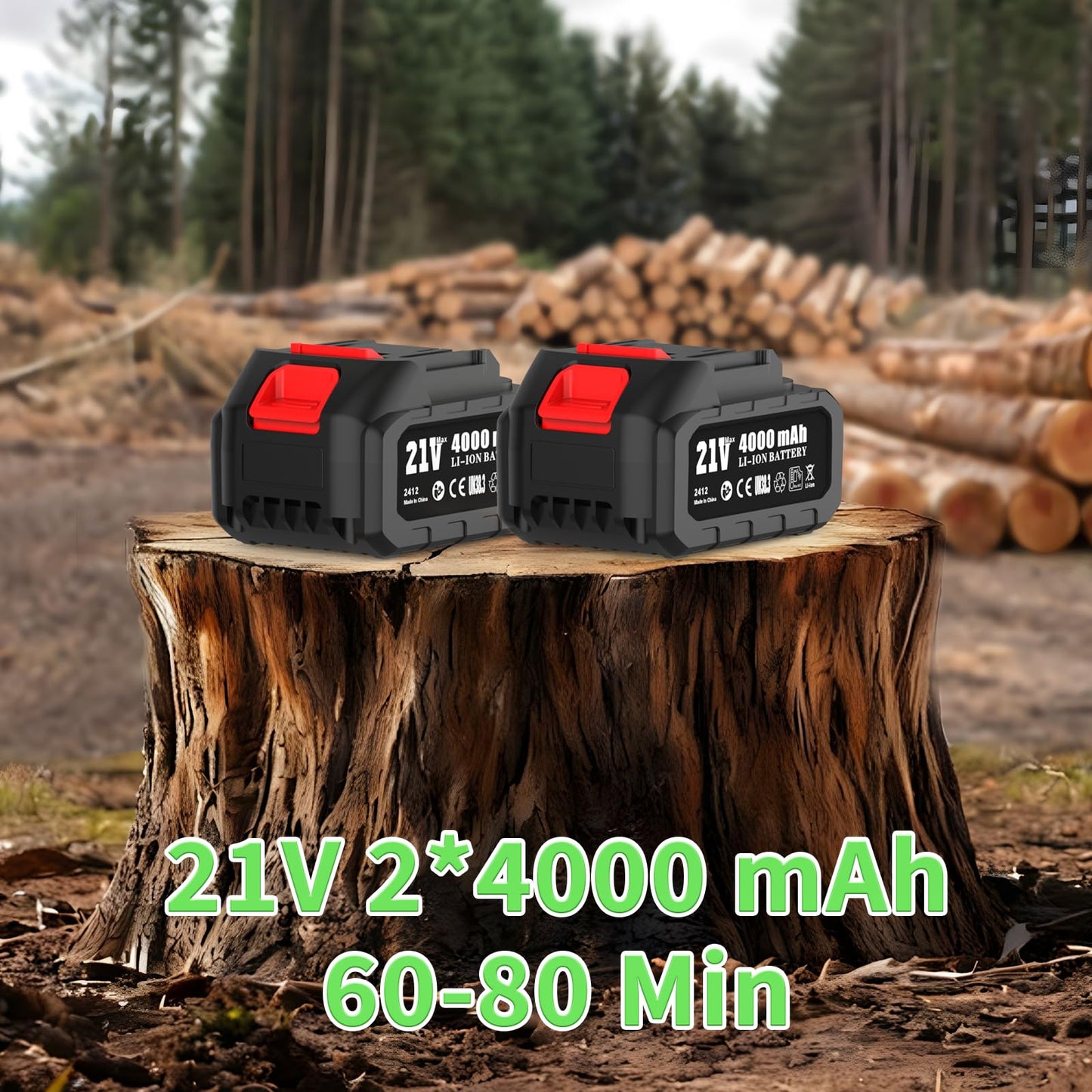 SOUSKY 8 Inch Brushless Mini Chainsaw Cordless, High-Power Battery Chainsaw with 2×4000mAh Batteries, Electric Handheld Power Chain Saw for Tree Trimming Wood Cutting