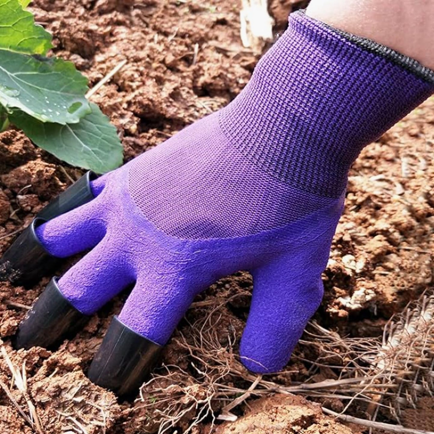 AsggBah 2Pairs Claws Gardening Gloves Garden Gloves with Claws for Planting Digging Paking Waterproof Garden Glove Claws Best Gift for Women (Green+Purple)