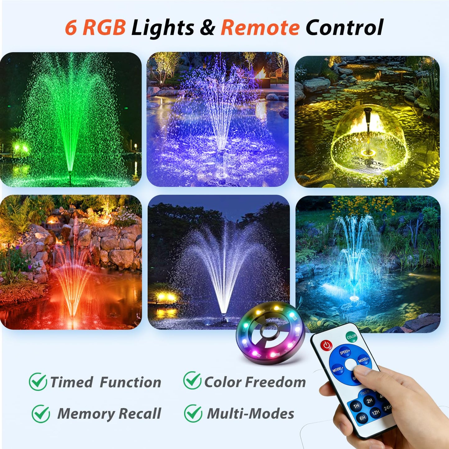 Antfraer Pond Filter with U-V Clarifier, 660GPH Pond Pump and Filter Kit & RGB LED Lights, All-in-One Submersible Pond Fountain for Outdoor Ponds, Koi Ponds, Water Gardens with Remote Control