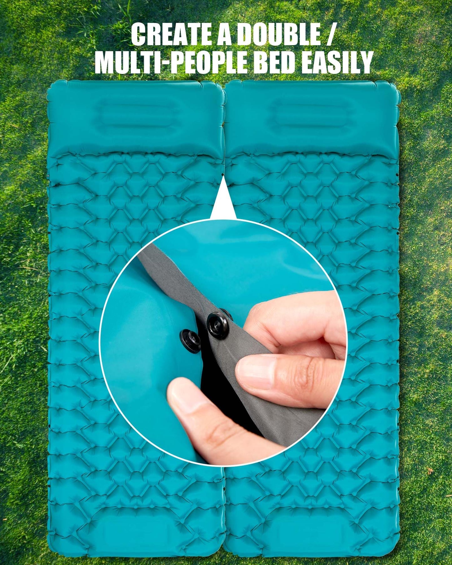AKSOUL Camping Sleeping Pad with Pillow: Extra Thick 3.9 inch Ultralight Self Inflating Air Mat, Compact Lightweight Insulated Inflatable Sleep Mattress for Backpacking, Camp, Hiking, Tent