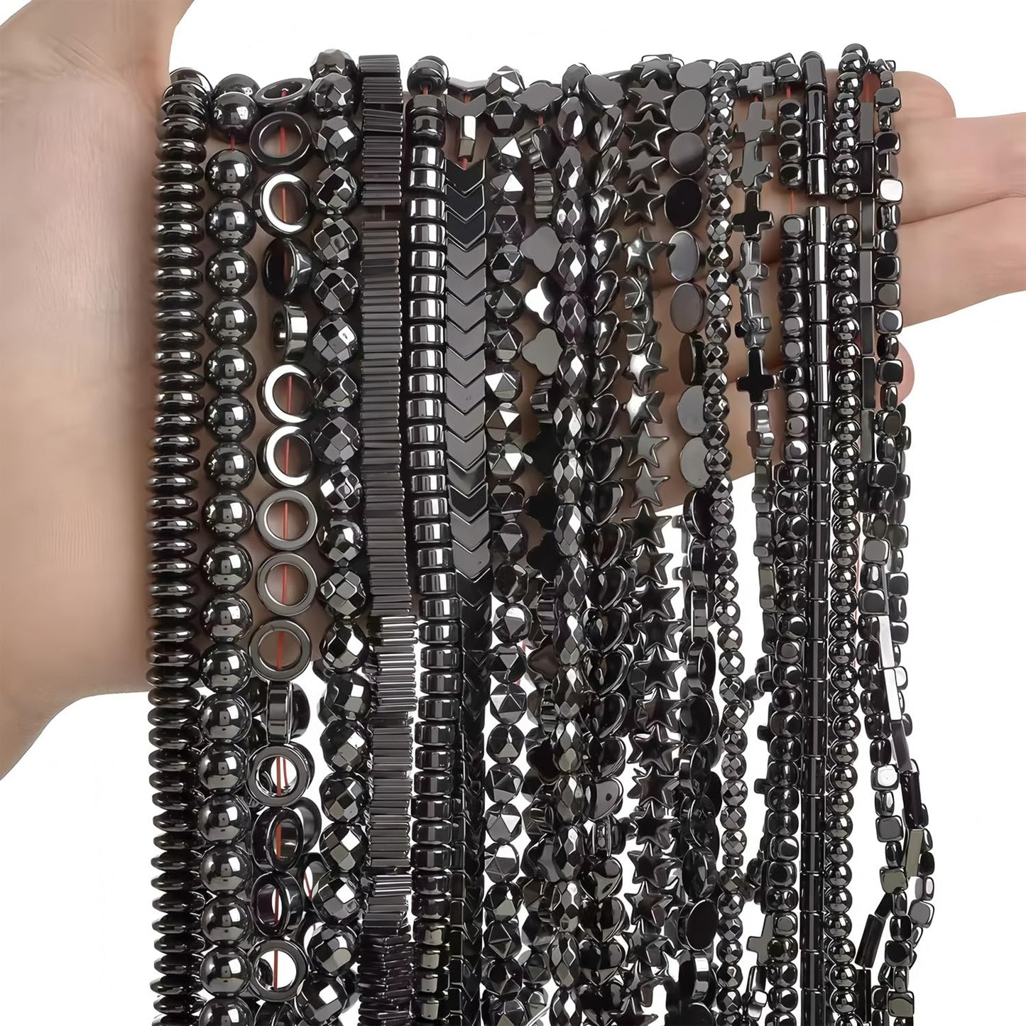 HAAMIIQII 30pcs 11x13mm Natural Black Hematite Loose Gemstone Beads Anchor Shape Spacer Stone Beads for Jewelry Making DIY Bracelets Necklaces Crafting