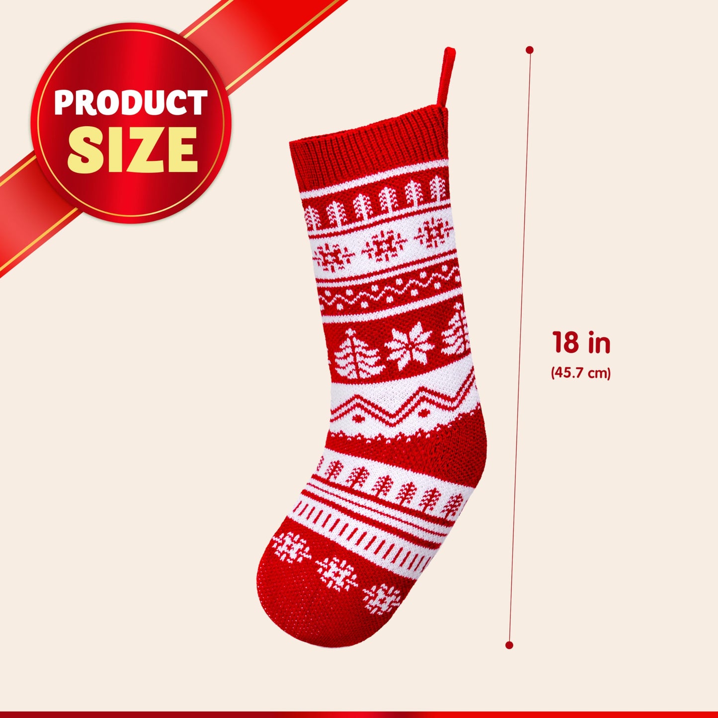 JOYIN 6 Pack 18" Christmas Knit Stockings, Large Rustic Yarn Xmas Stockings Bulk, Cable Knit Xmas Stockings with Snowflake Snowman Reindeer Character for Christmas Tree Fireplace Holiday Decorations