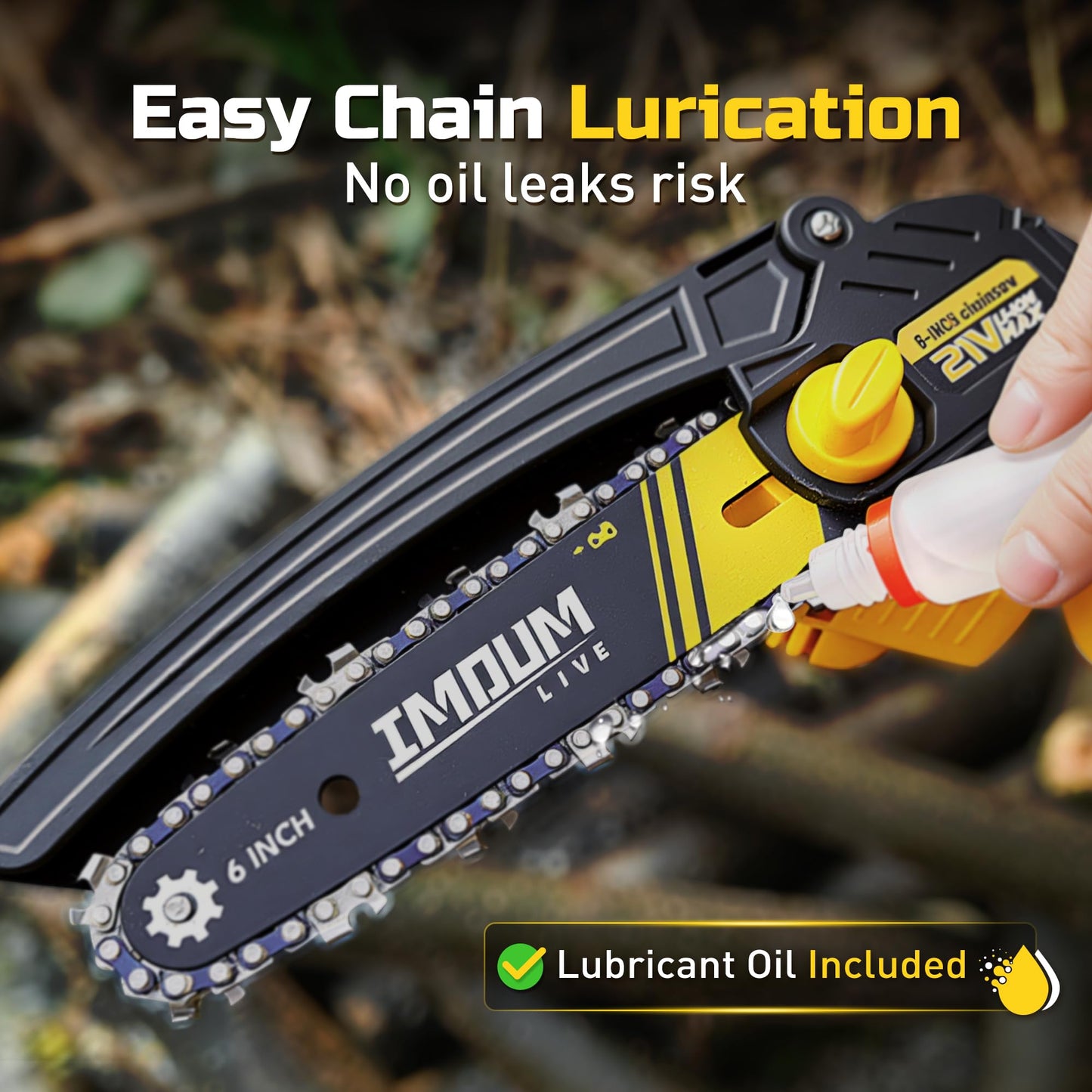 6-Inch Mini Chainsaw Cordless, 21V 2.0Ah Battery Powered Electric Pruning Saw, One-Hand Chain Saw for Tree Trimming, Lightweight, Small and Easy Control for Seniors, Women, Beginners & Yard Work