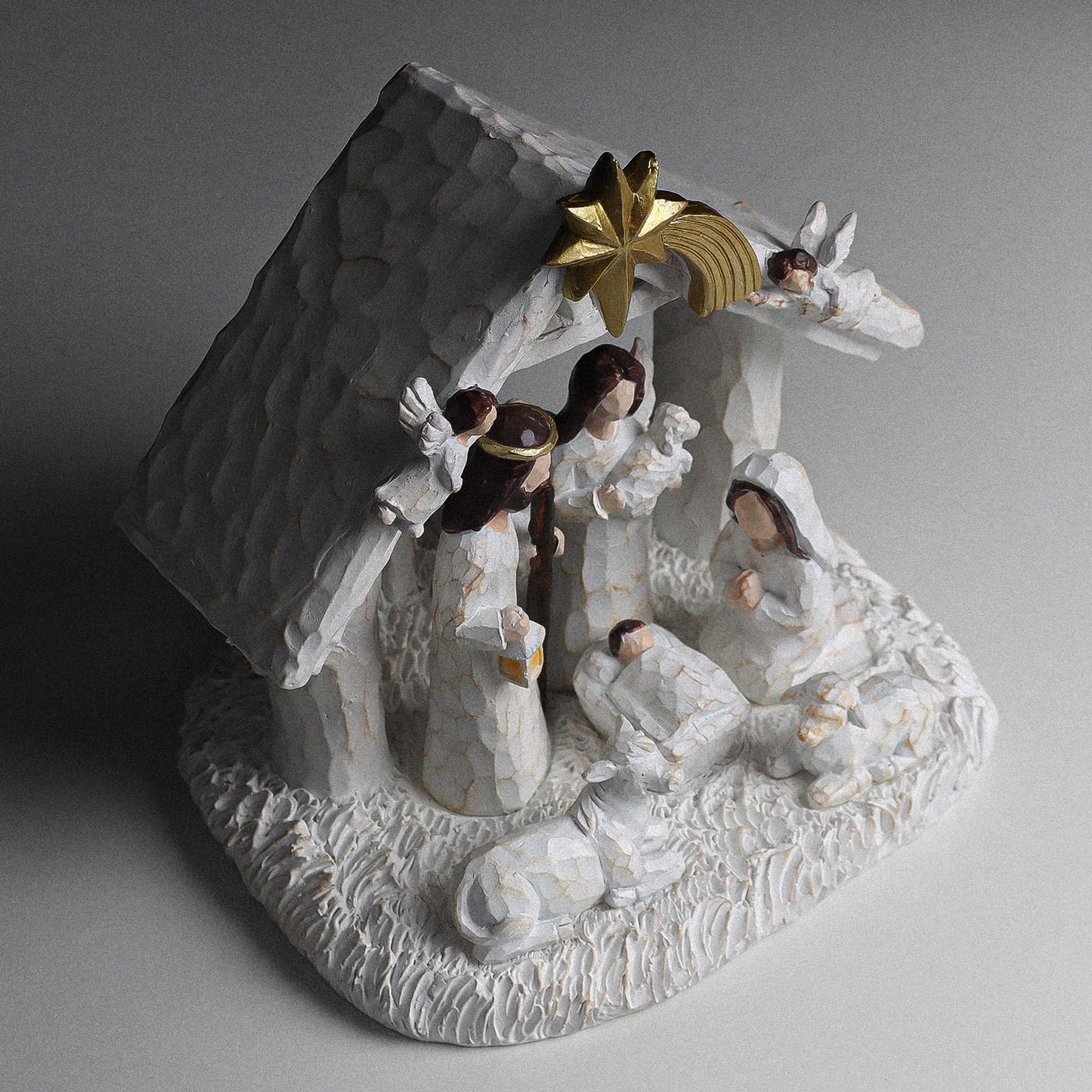 WANCHIY Nativity Set Indoor– Nativity Scene with Manger, Christmas Nativity Sets & Figures with LED Lights, Christmas Decorations Indoor for Home Display