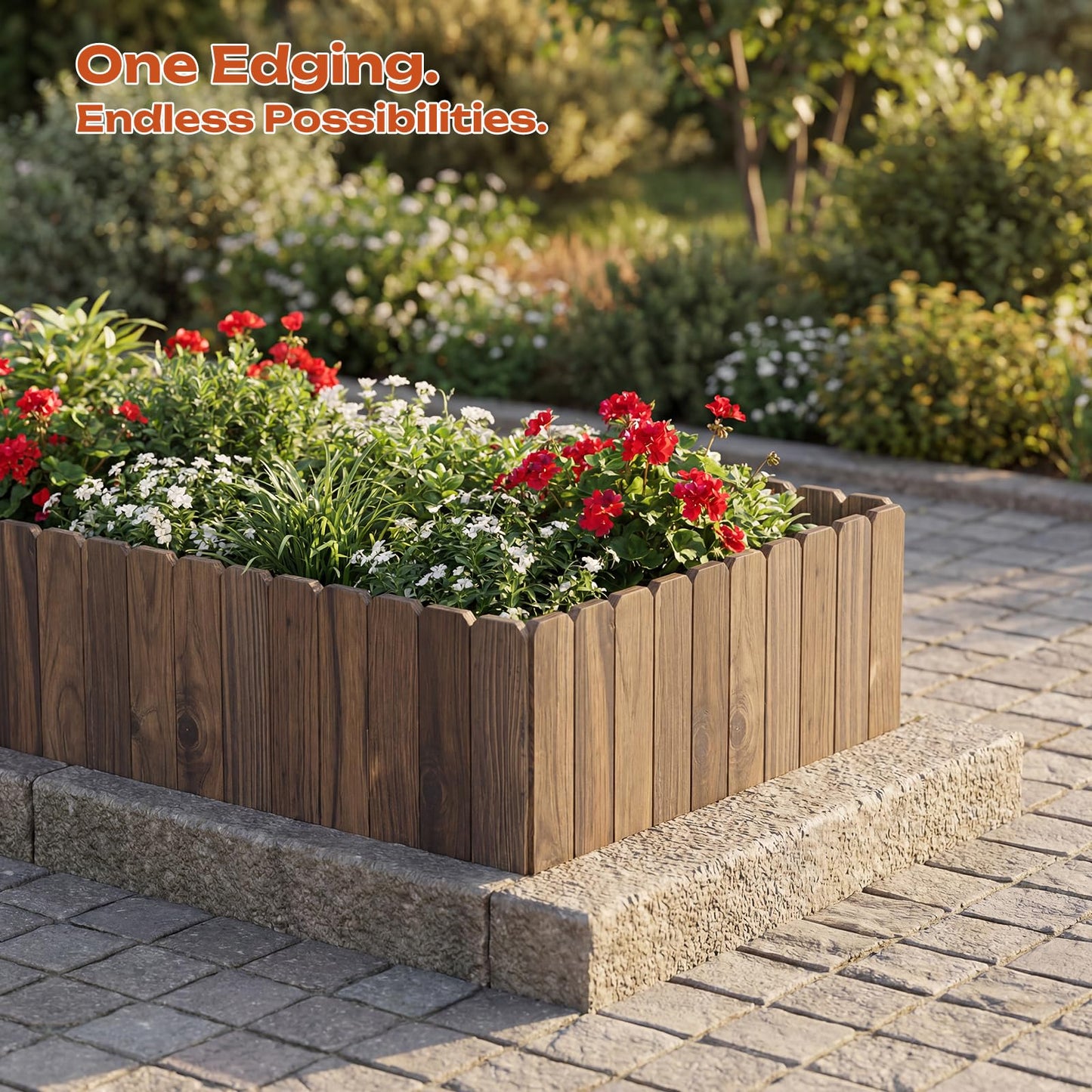 GHWIE Garden Edging Border Garden Fence Wood Fence Border for Yard Patio Path Edging Decorative Landscape Edging Flower Bed Fence,7.87'' H x 48'' L (3)