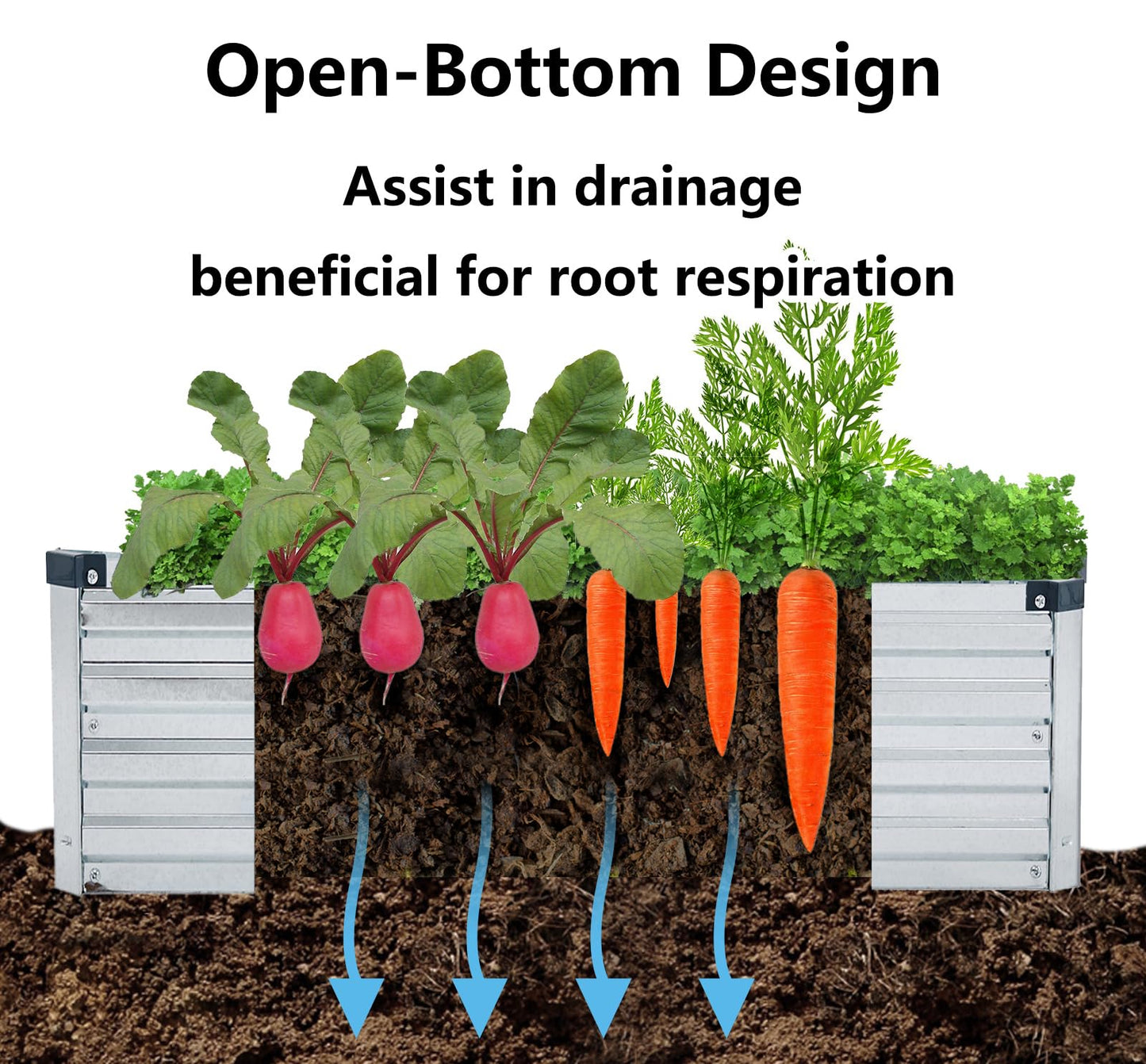 Meberam 2 Pack 8x4x1FT Galvanized Raised Garden Beds Kit Outdoor Metal Gardening Planter Box for Vegetable Elevated Flower Herbs,Silver