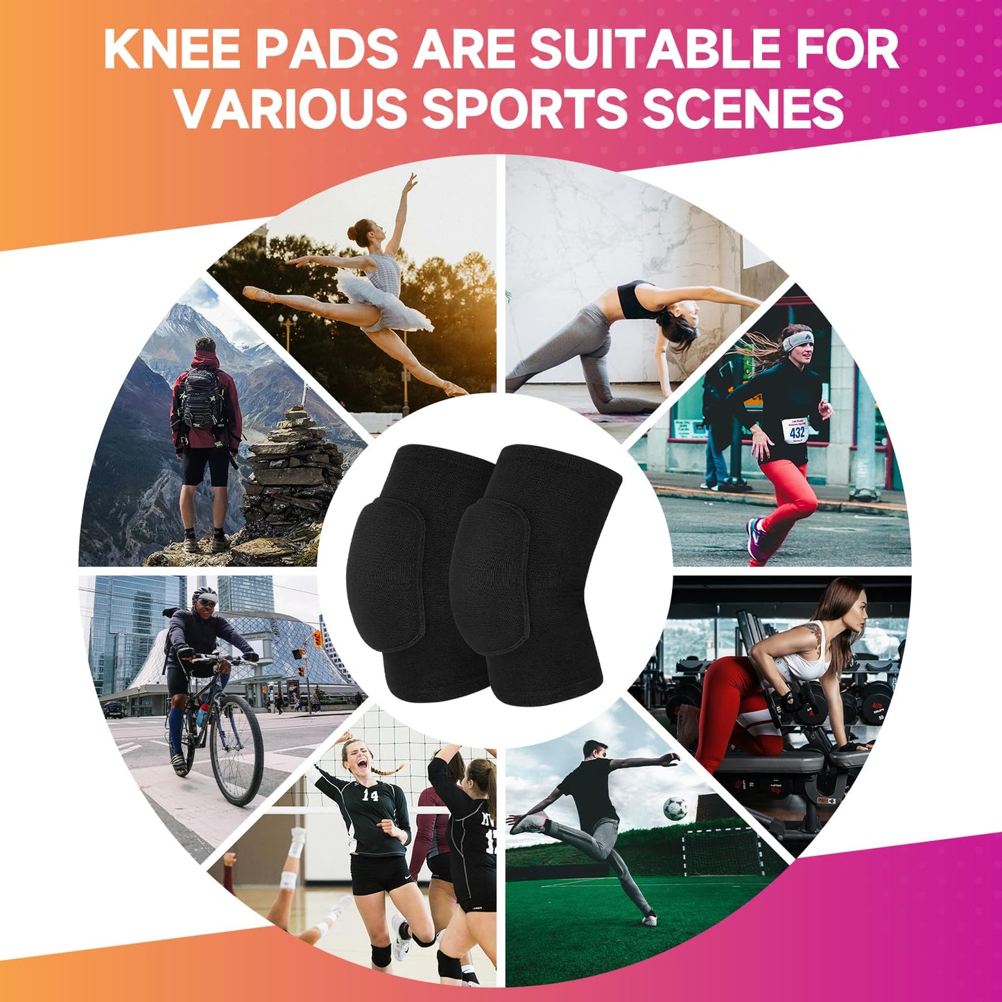 HISFFOG Volleyball Knee Pads for Women, Men, Youth, Girls, Kids, Knee Brace for Volleyball Basketball Football Dance Yoga Tennis Running Cycling Workout Climbing Wrestling
