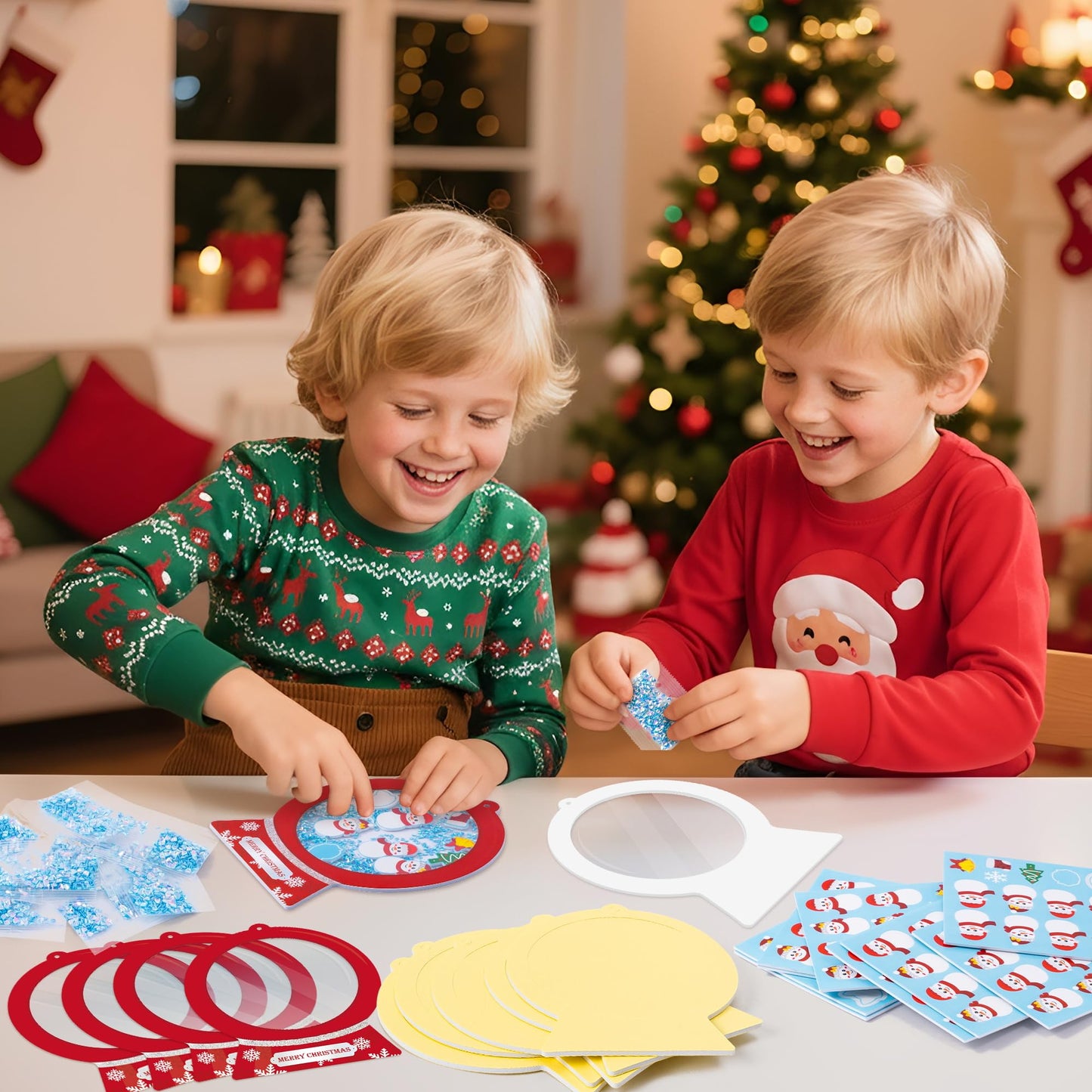 B1ykin Christmas Shaking Globe Craft Kit - 12Pcs DIY Family Members Names Snow Globe Hanging Ornaments with Glitter Diamond Marker Pen, Christmas Tree Party Decor for Home School Activity (Snowman)