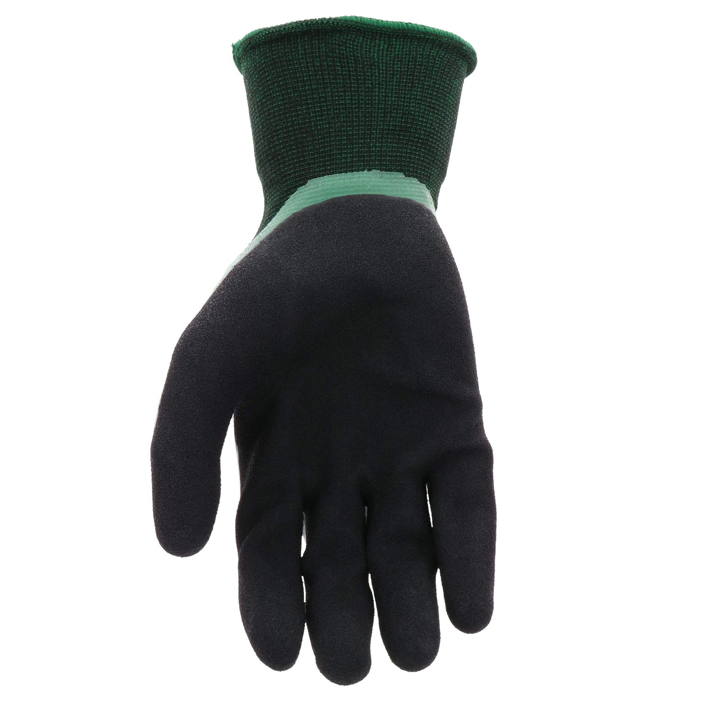 West Chester Scotts Men's Doubled Dipped Latex Work Gloves, Water Resistant, Excellent Grip, Abrasion Resistant, Green/Black, Large, (SC30602/L)