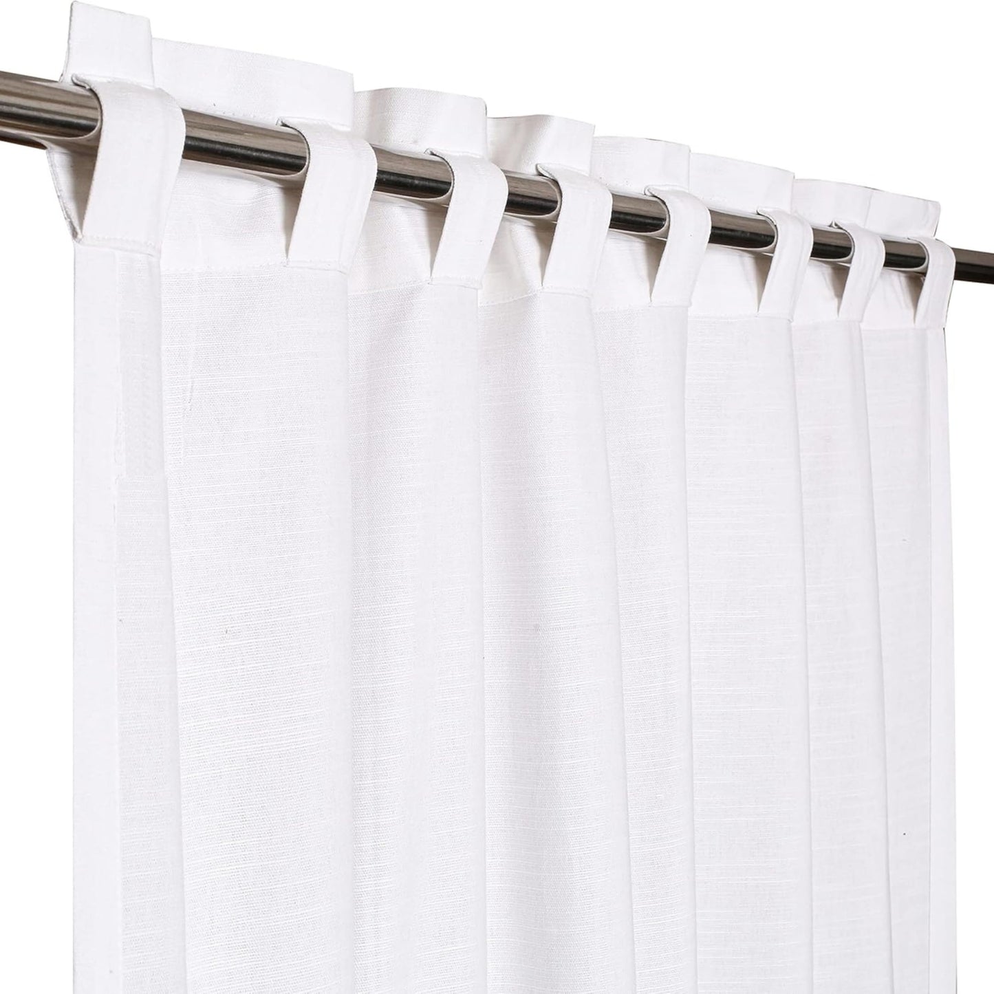 Ramanta Home 100% Cotton Light Filtering Curtains 50x72 Inch - Set of 2, White Curtain for Living Room, Bedroom, Farmhouse Cotton Textured Slub Fabric Semi Sheer Back Tab Window Linen Panels - White