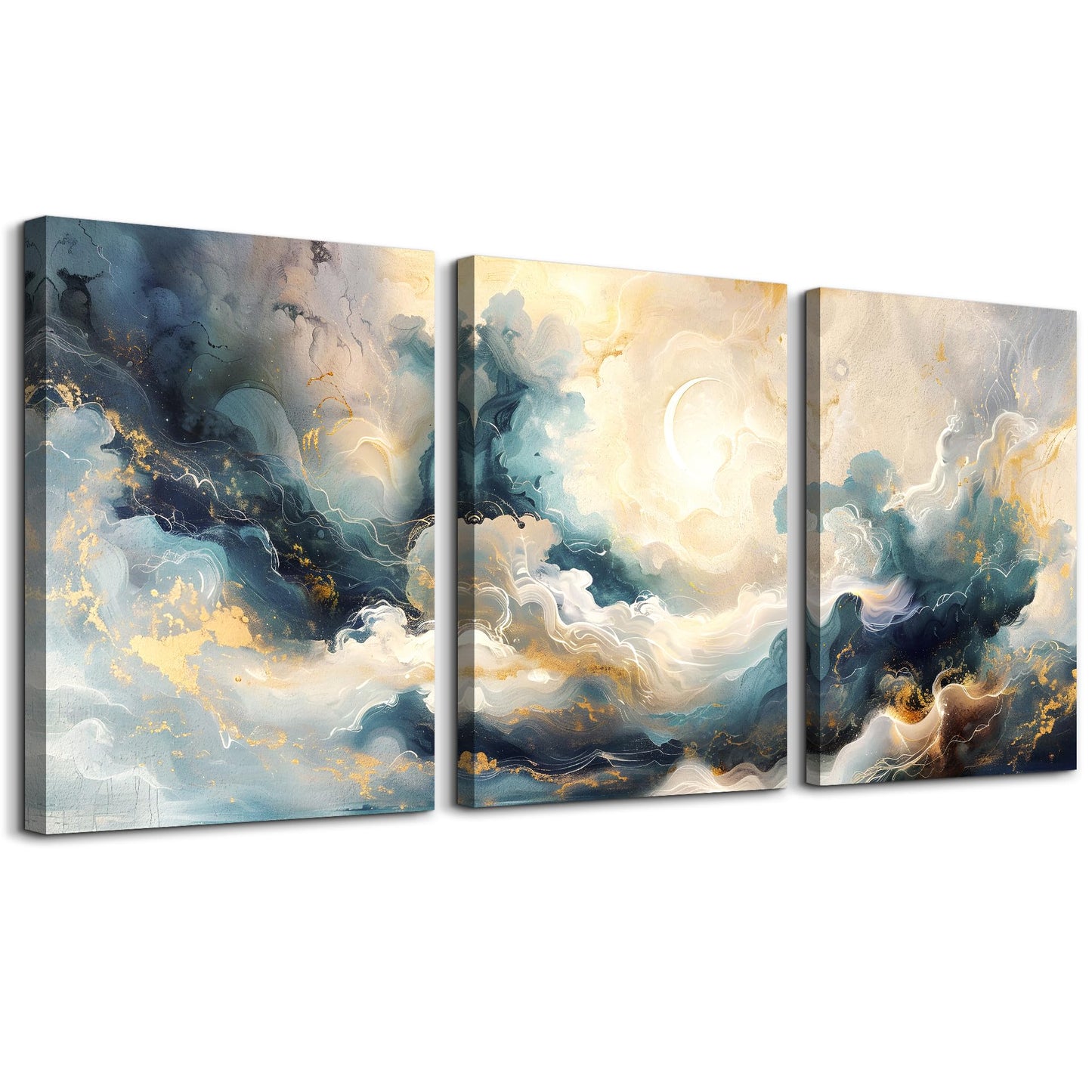 TTHYUEWS Canvas Wall Art - Modern & Minimalist Abstract Ink Paintings - Framed Canvas Prints for Living Room, Bedroom, Office & Bathroom - 3 Piece Set