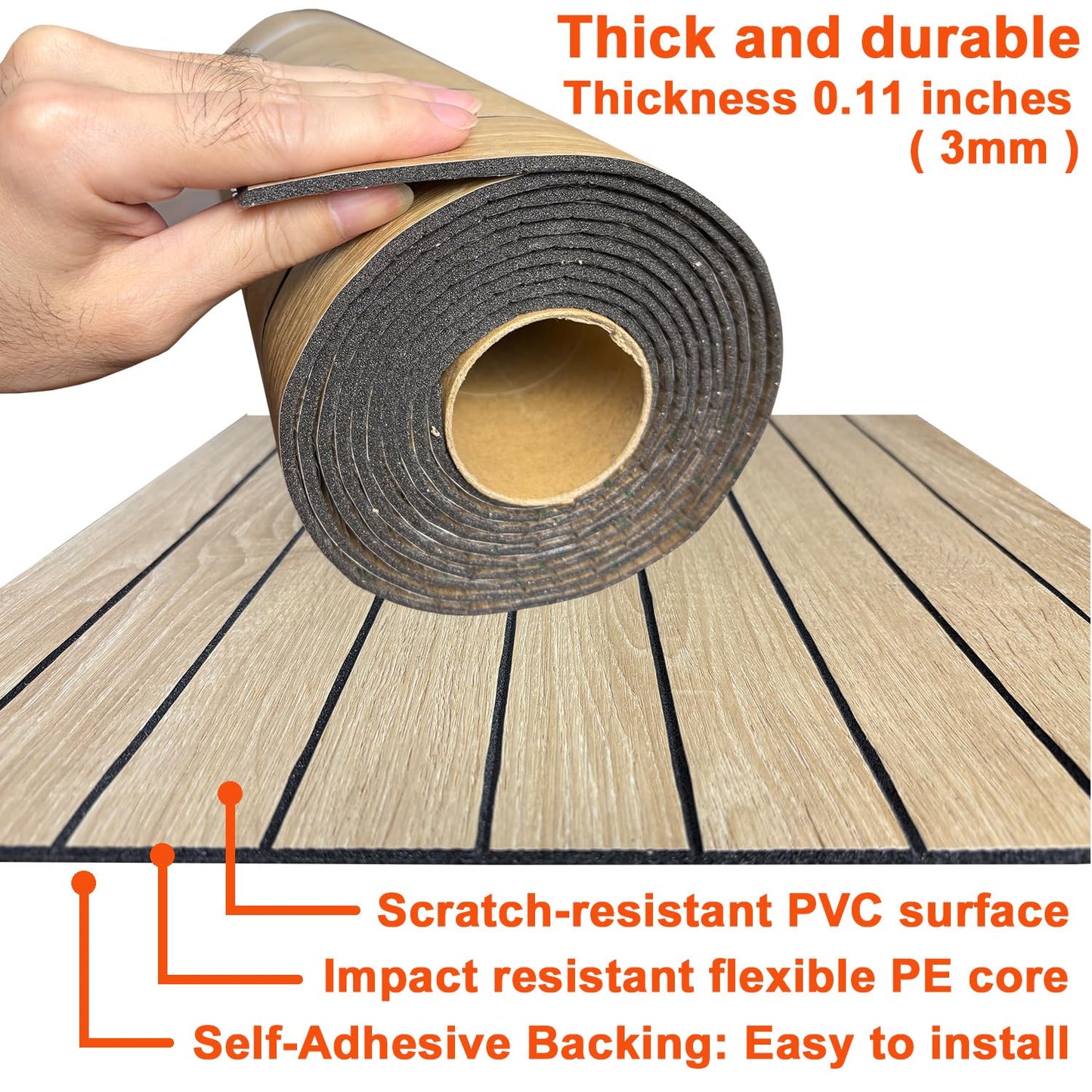 YU LI 3DH Peel and Stick PVC Slat Wall Panel 118"x15.75" Self-Adhesive Thick Faux Oak Wood Grain Wallpaper Panel 3D Soundproof Wall Panels for Walls & Ceilings