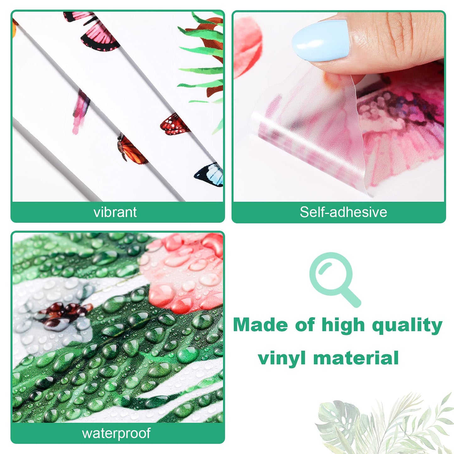 Zonon Hummingbirds Wall Decals Peel and Stick Birds Vinyl Wall Stickers Butterfly Flowers Colorful Hummingbird on the Tree Branch Flower Decals Garden Living Room Bedroom TV Decorations