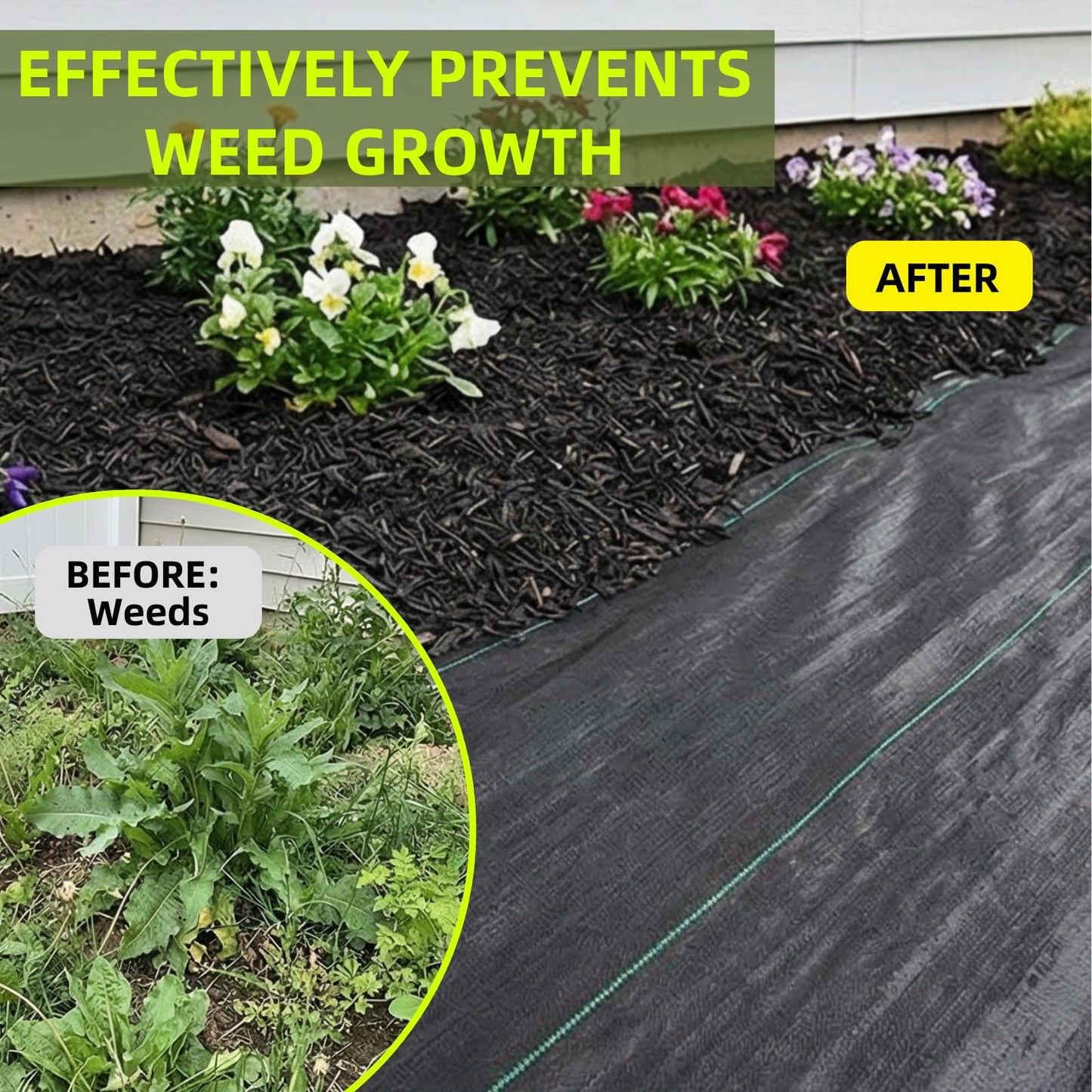 Rohuis 4ft x 100ft Weed Barrier Landscape Fabric, Heavy Duty Woven Ground Cover for Garden, Weed Control Mat for Gardening Driveway Landscaping, Weed Blocker Cloth with 20 U-Shaped Securing Pegs