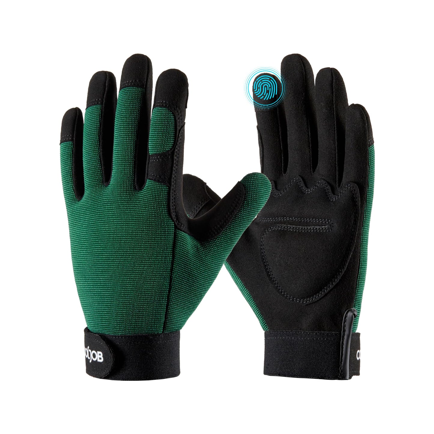COOLJOB Thorn Proof Garden Gloves with Touchscreen Fingers for Men, Rose Pruning Work Gloves with Palm Cushion for Gardener, Farmer and Landscaper (Green 1 Pair XL)