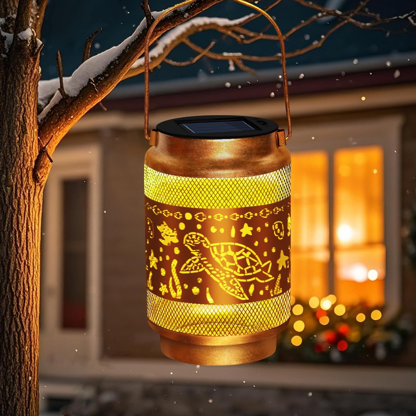 Solar Lanterns Outdoor Waterproof Turtle Garden Decor Christmas Decorations Birthday Gifts for Women Grandma,Grandma Hanging Solar Lights Hollowed-Out Lanterns for Garden Yard,Patio,Backyard,Porch