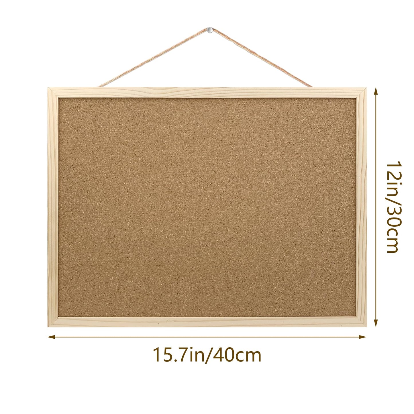 GDMINLO Cork Board Bulletin Board, 15.7"X 11.81" pin Boards for Walls, Oak Wood Finish Frame, Wall Mounted Cork Board for Office Home and School(Pins, Eye Bolts, gaskets, Screws)