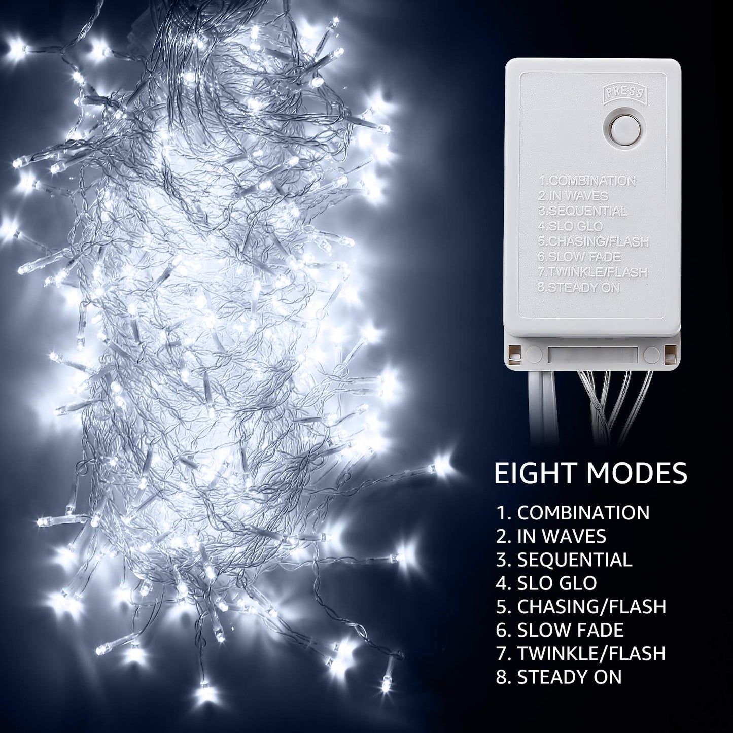 TORCHSTAR 9.8FT × 9.8FT Window Curtain Light, Extendable String Light Kit, Pure White, 8 Modes Outdoor Easter & Spring for Party, Wedding, Restaurant, Festival, Hotel, Bar, Home, Patio, Garden