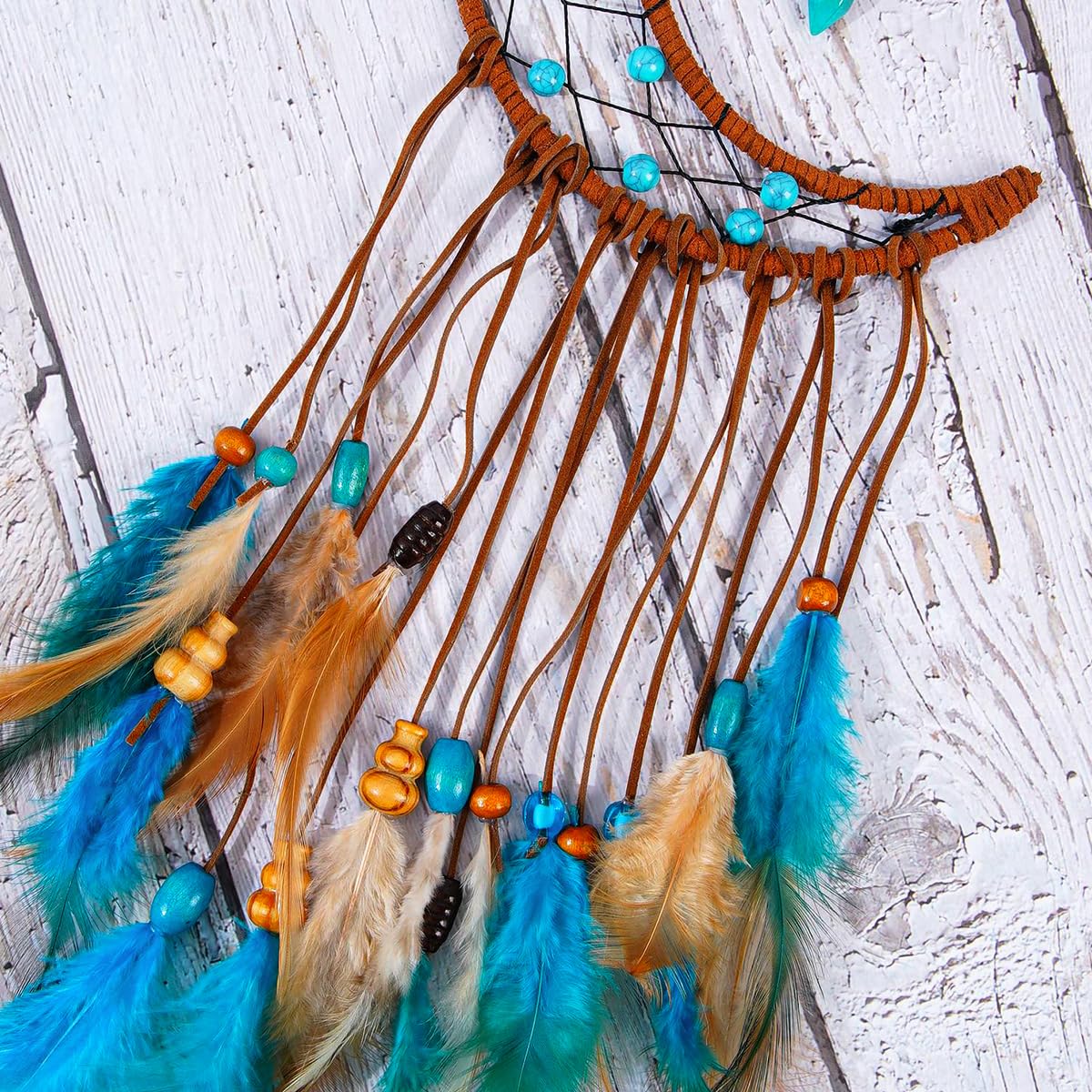 MEXIDAWN 2 Pack DIY Feather Dream Catcher Kits Turquoise Wall Hanging Boho Decor Handmade Dream Catcher for Adults